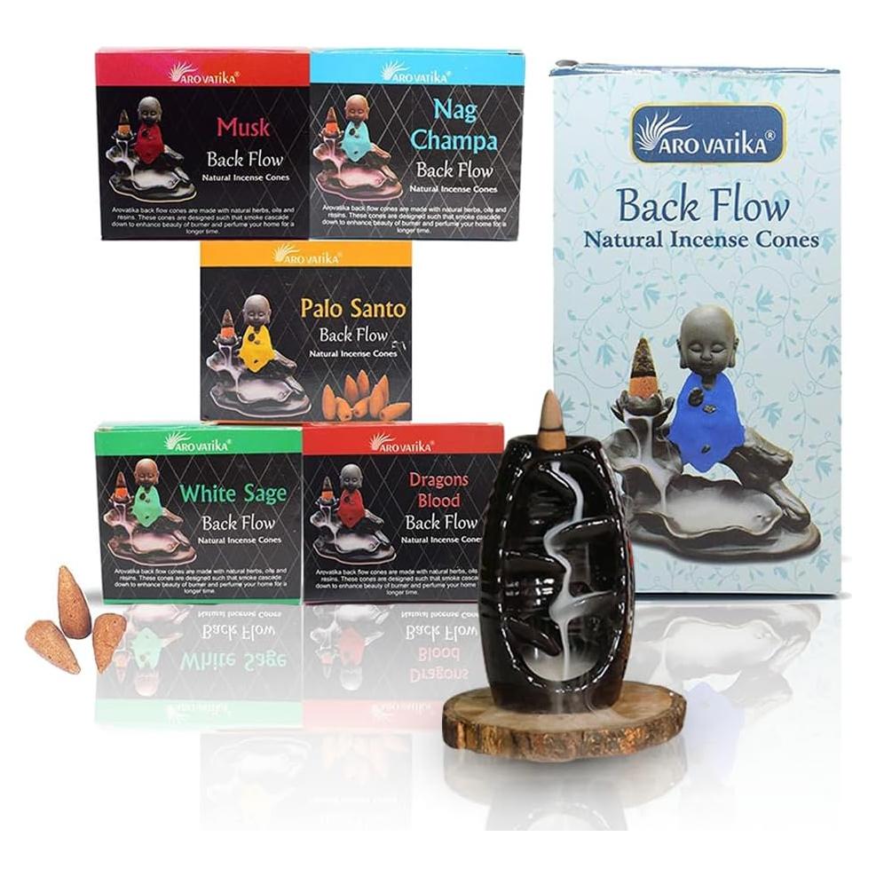 Conos de Incienso Natural ARO VATIKA - 50 Unidades 5 Fragancias