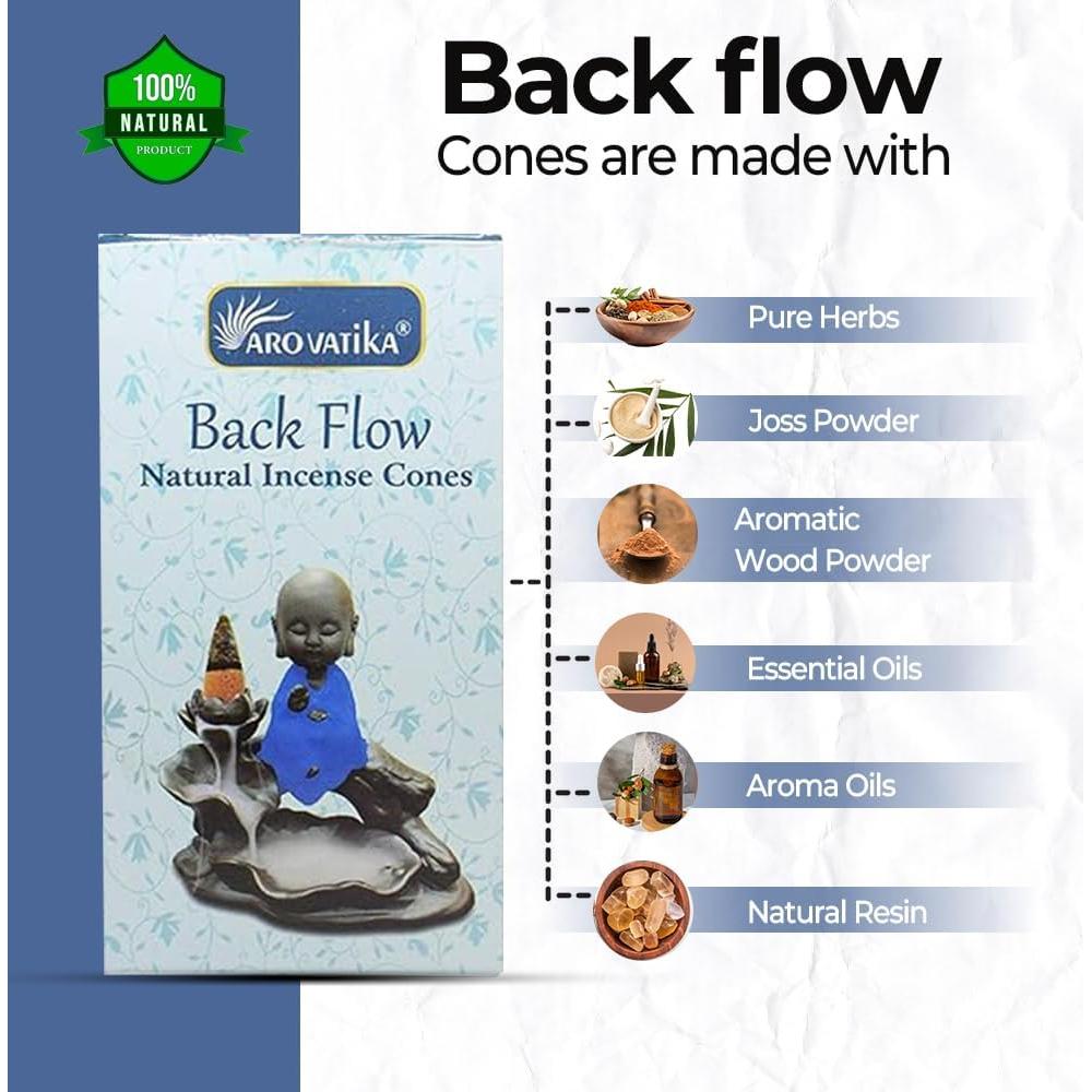 Conos de Incienso Natural ARO VATIKA - 50 Unidades 5 Fragancias