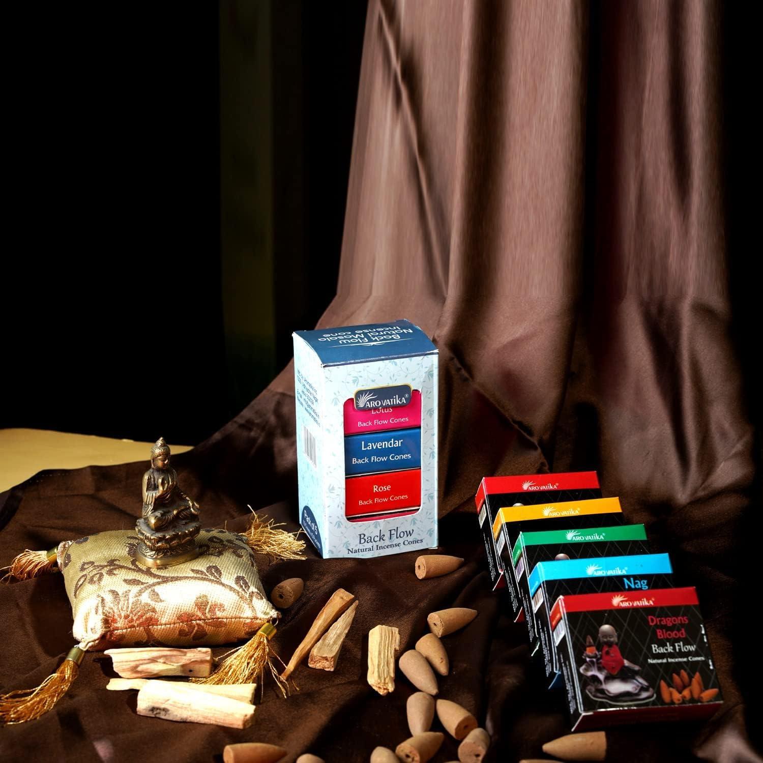 Conos de Incienso Natural ARO VATIKA - 50 Unidades 5 Fragancias