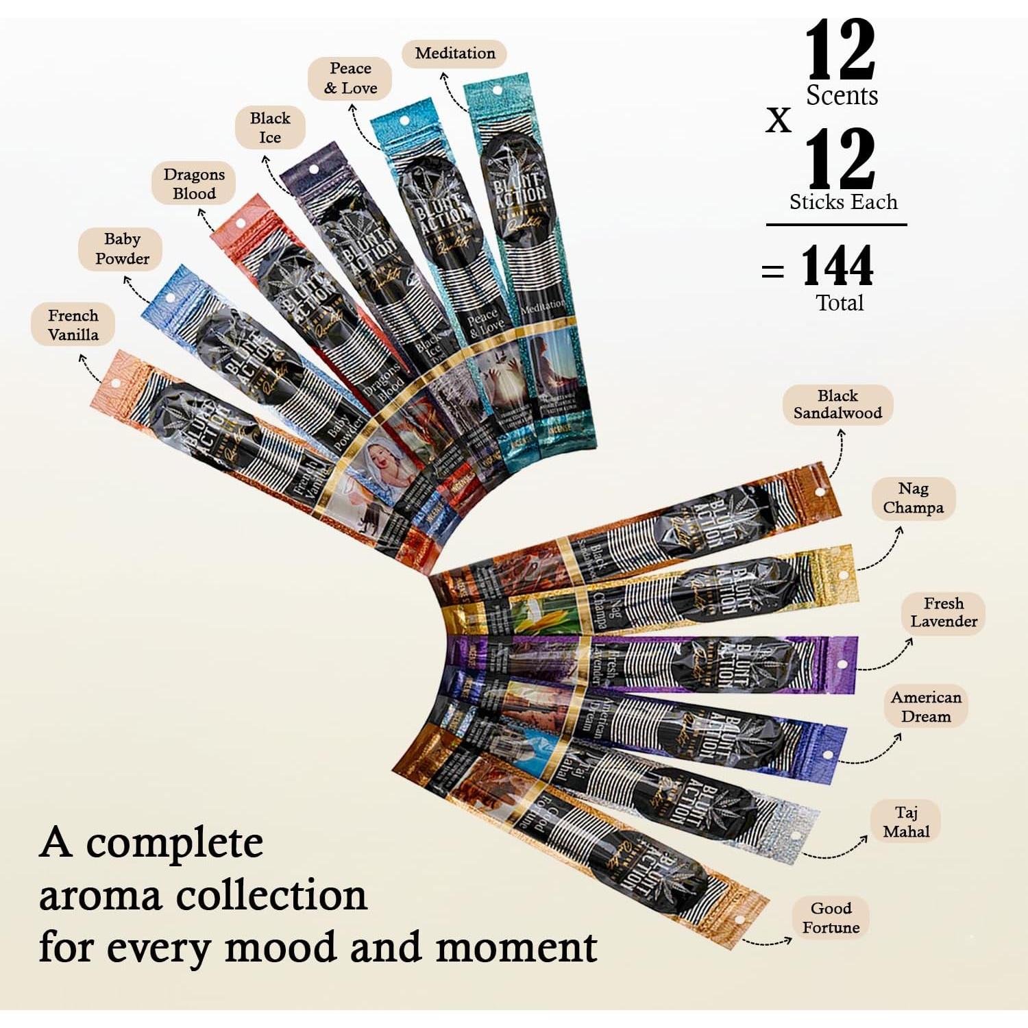 Varitas de Incienso Tulasi Blunt Action - 144 Piezas, Aromaterapia