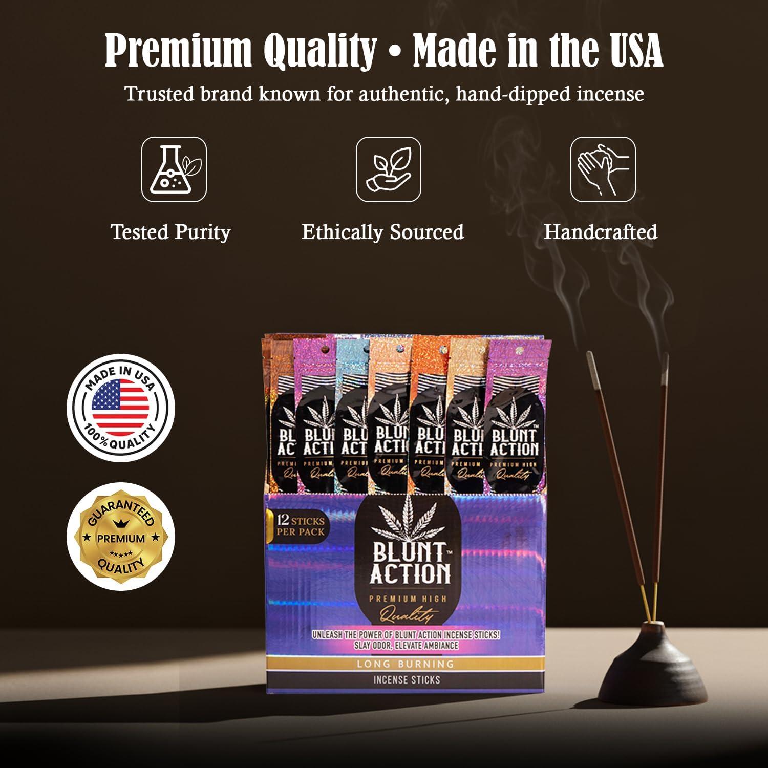 Varitas de Incienso Tulasi Blunt Action - 144 Piezas, Aromaterapia