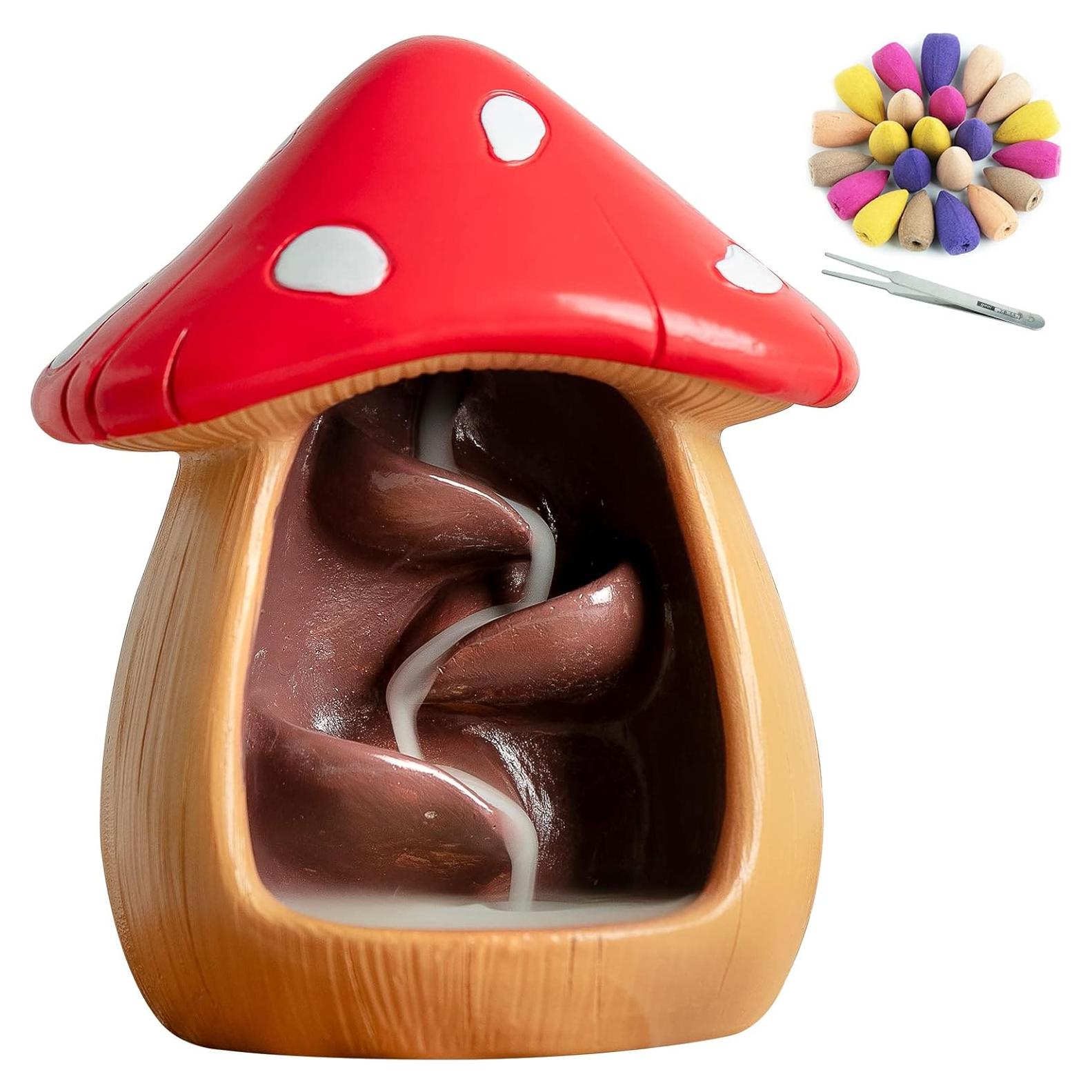 Soporte de Incienso en Forma de Hongo CHUNCHE 10x12cm Marrón