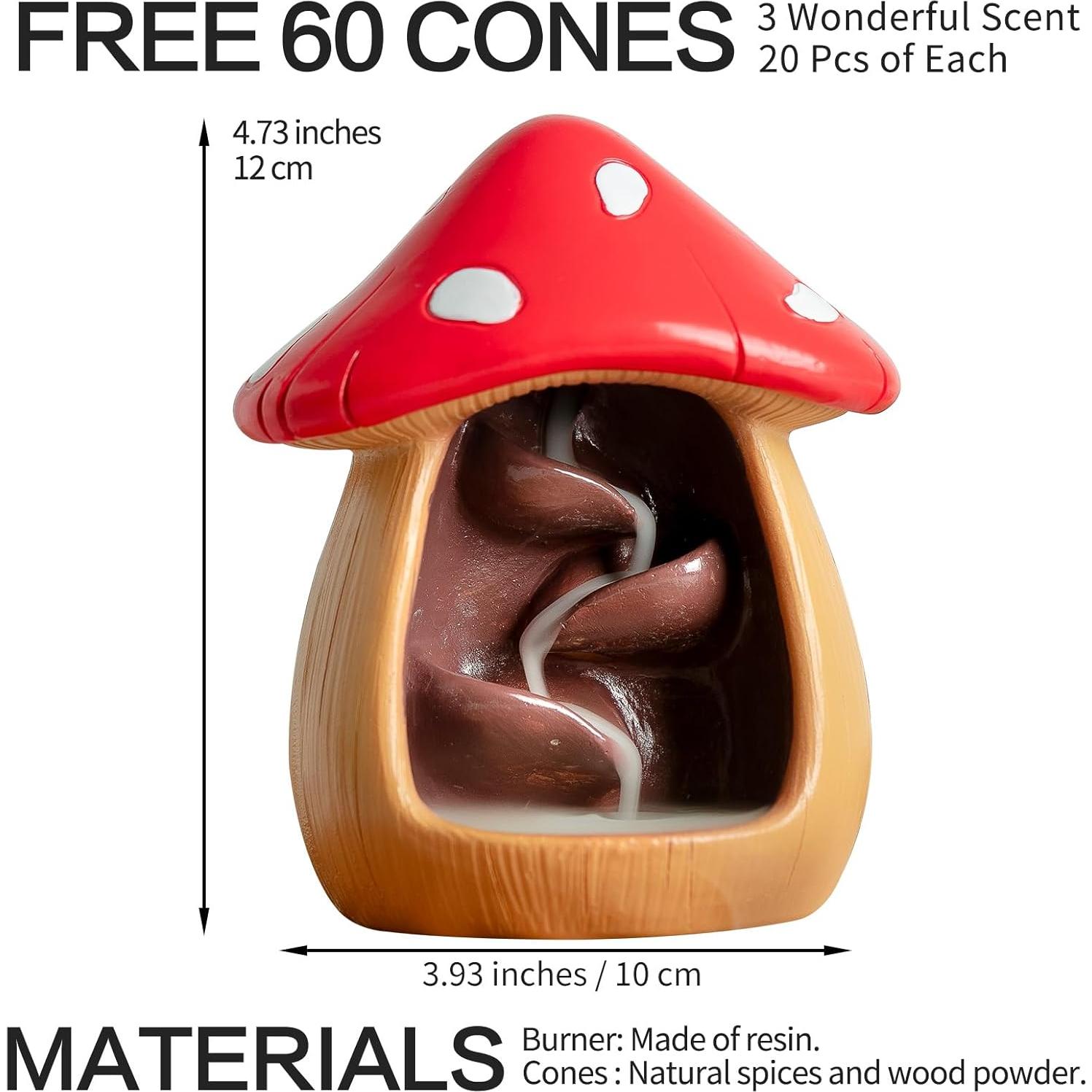 Soporte de Incienso en Forma de Hongo CHUNCHE 10x12cm Marrón