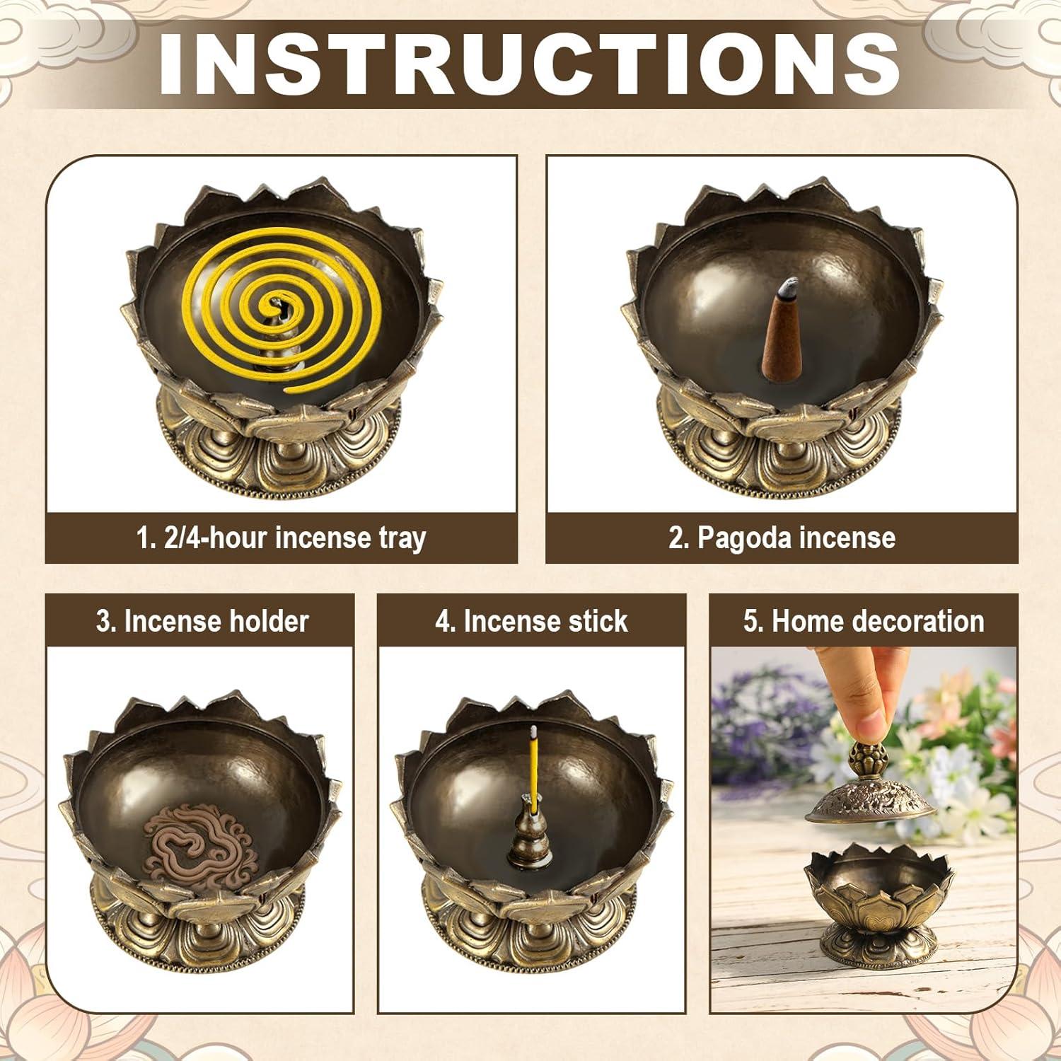 Quemador de Incienso de Loto Penitue Vintage Bronce 7.3cm