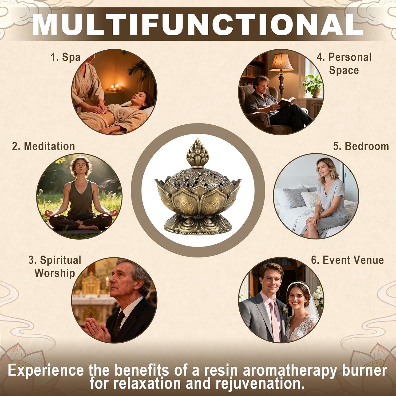 Quemador de Incienso de Loto Penitue Vintage Bronce 7.3cm