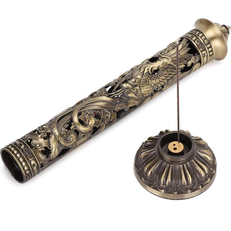 Soporte de Incienso Focket de Bronce con Relieve Dragón 8.5x7cm