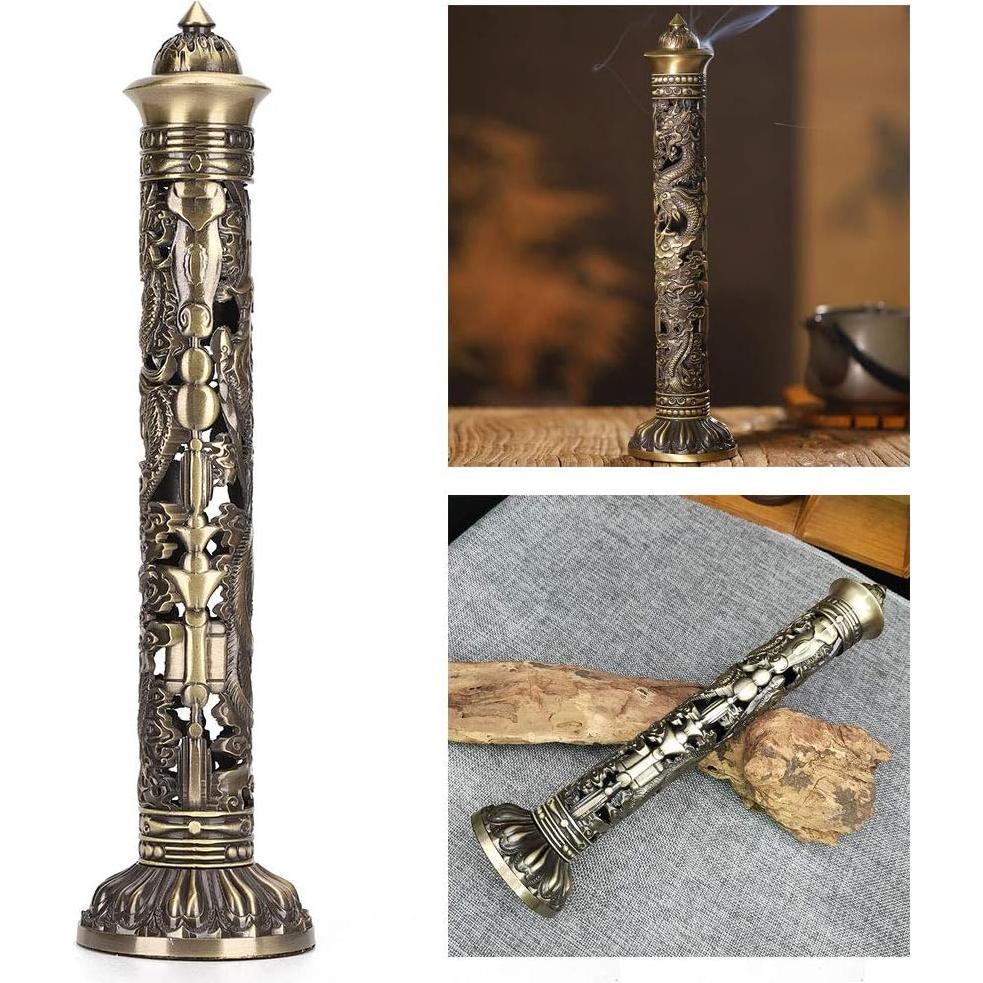 Soporte de Incienso Focket de Bronce con Relieve Dragón 8.5x7cm