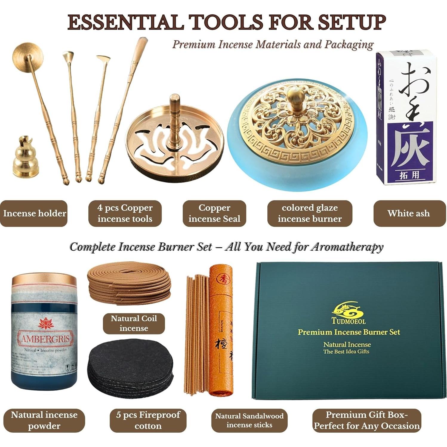 Kit de quemador de incienso en polvo TUDMOEOL - Azul