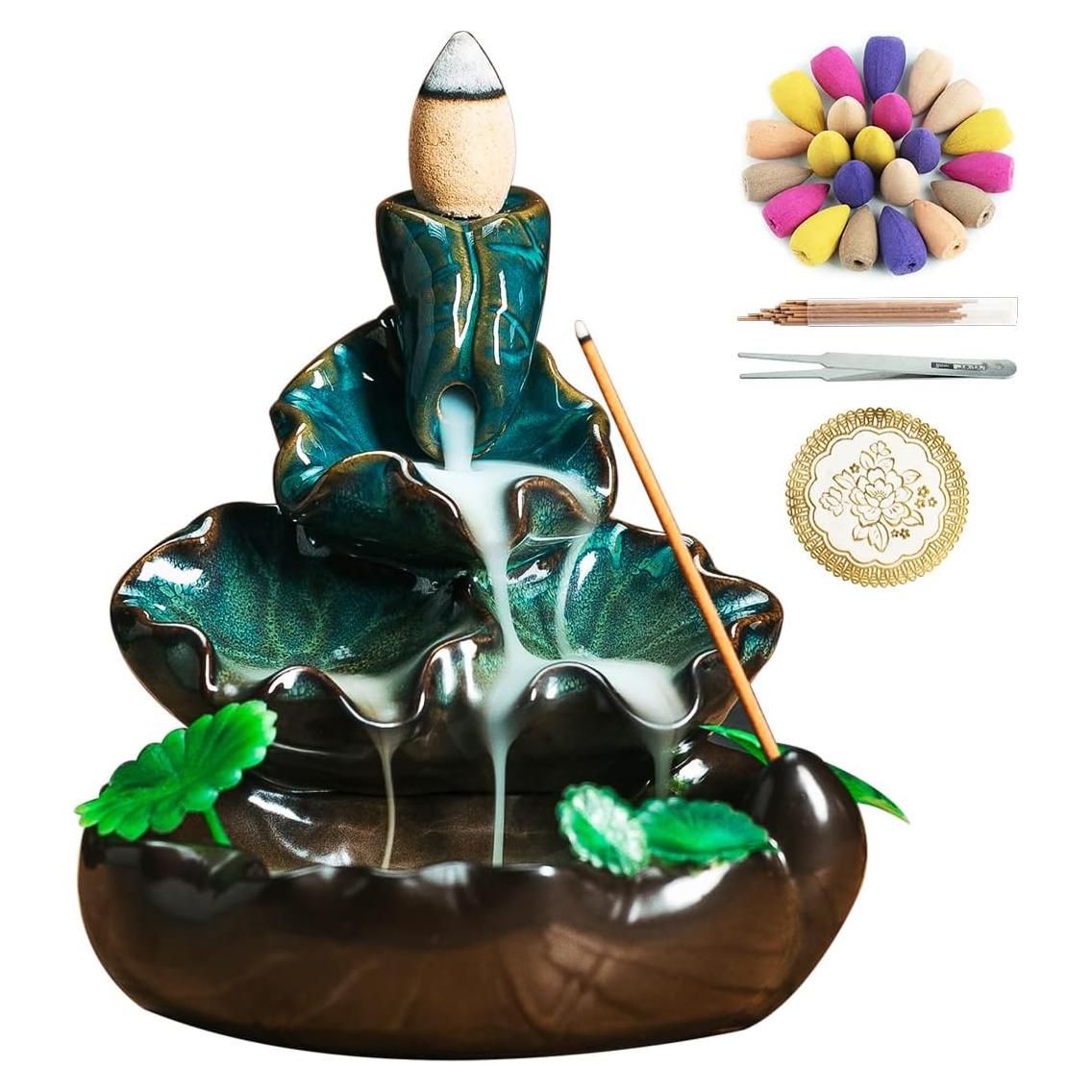 Soporte de Incienso de Cerámica VVMONE Cian 9.02cm 48 Conos