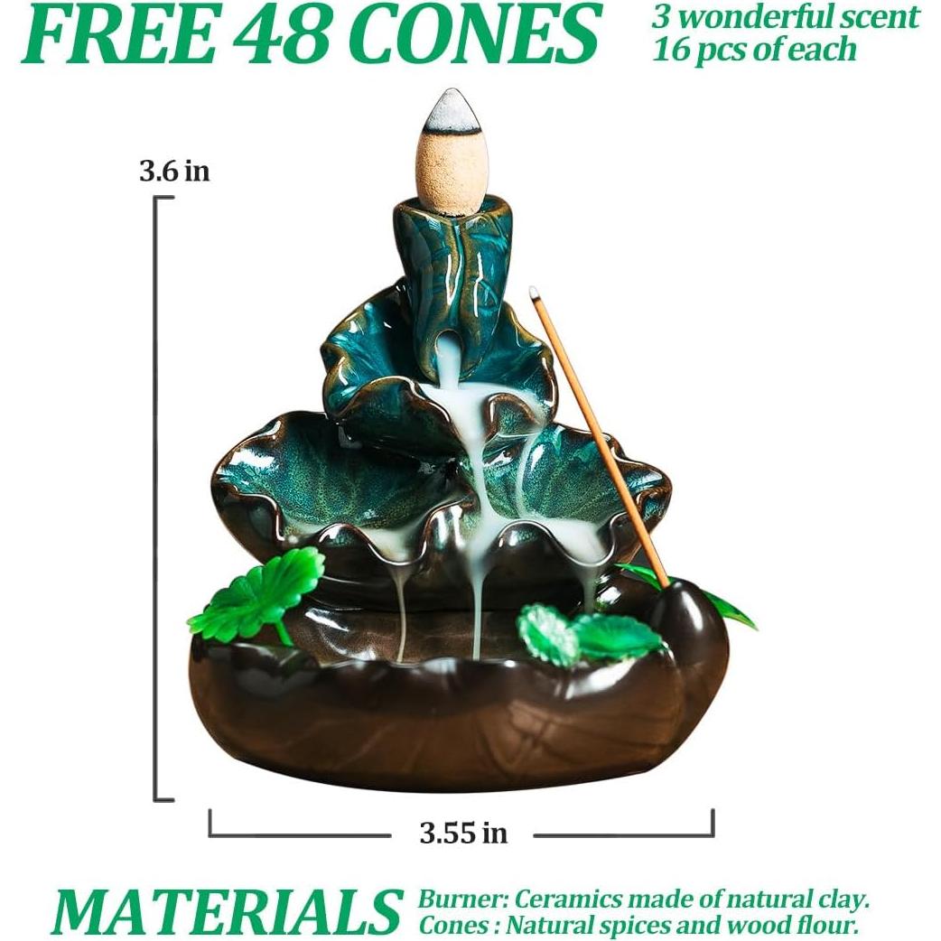 Soporte de Incienso de Cerámica VVMONE Cian 9.02cm 48 Conos