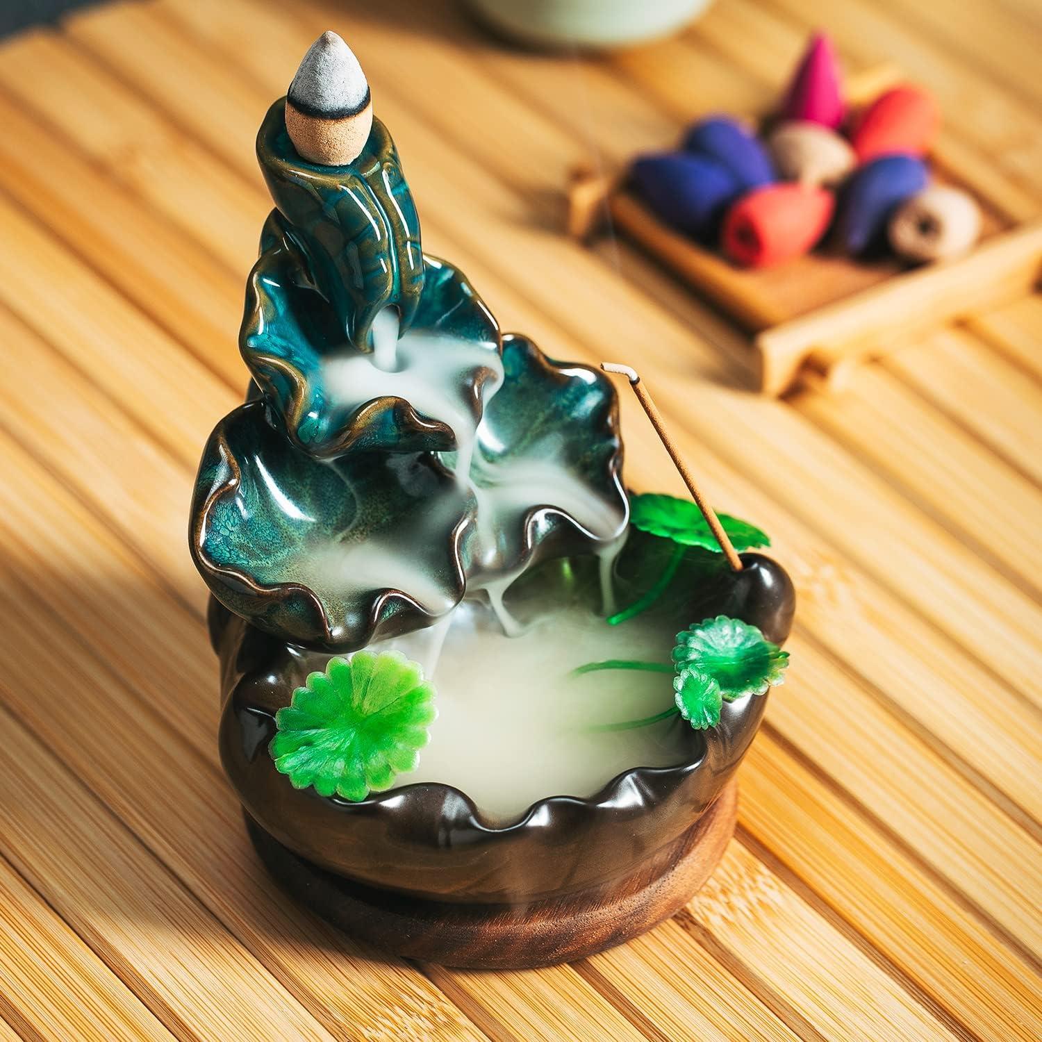 Soporte de Incienso de Cerámica VVMONE Cian 9.02cm 48 Conos