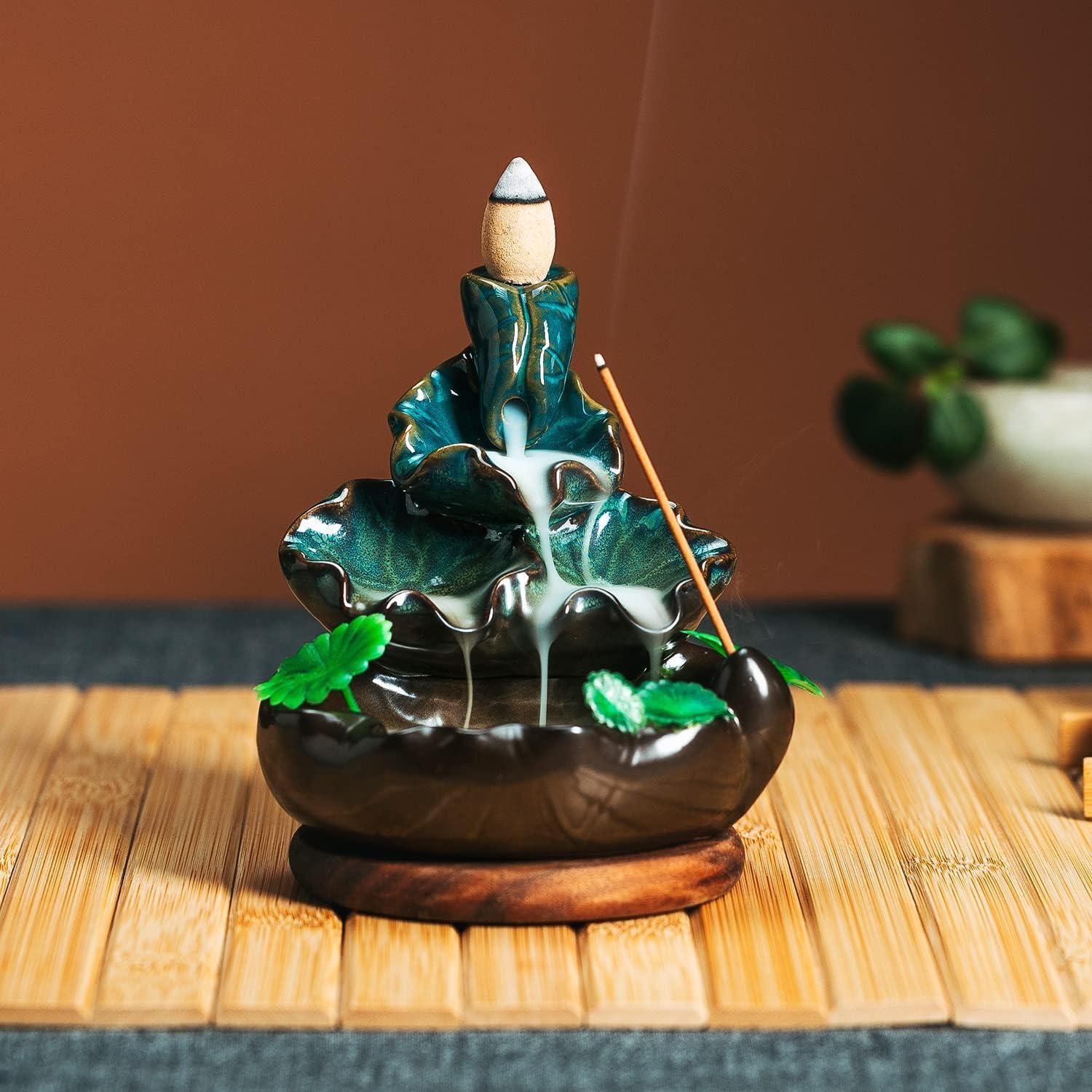 Soporte de Incienso de Cerámica VVMONE Cian 9.02cm 48 Conos