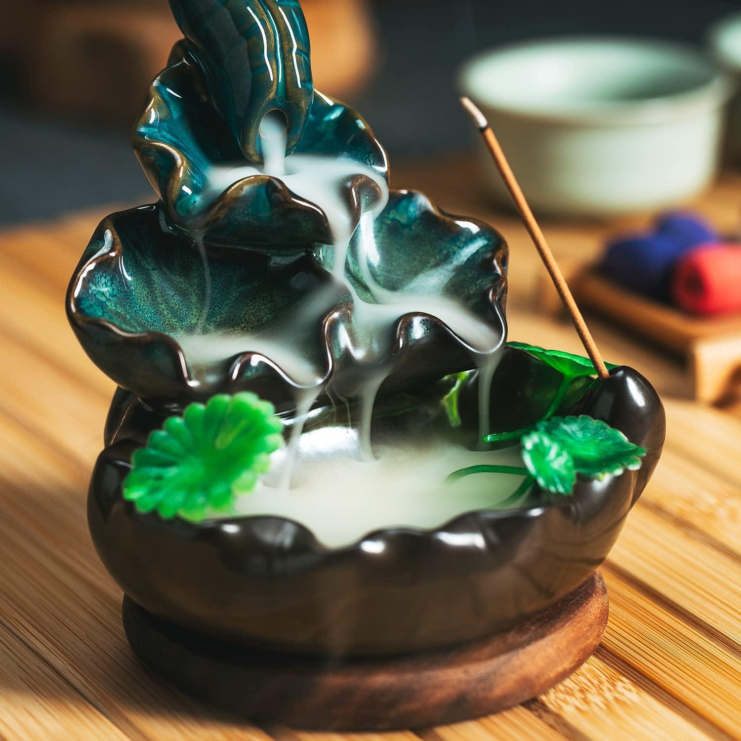 Soporte de Incienso de Cerámica VVMONE Cian 9.02cm 48 Conos