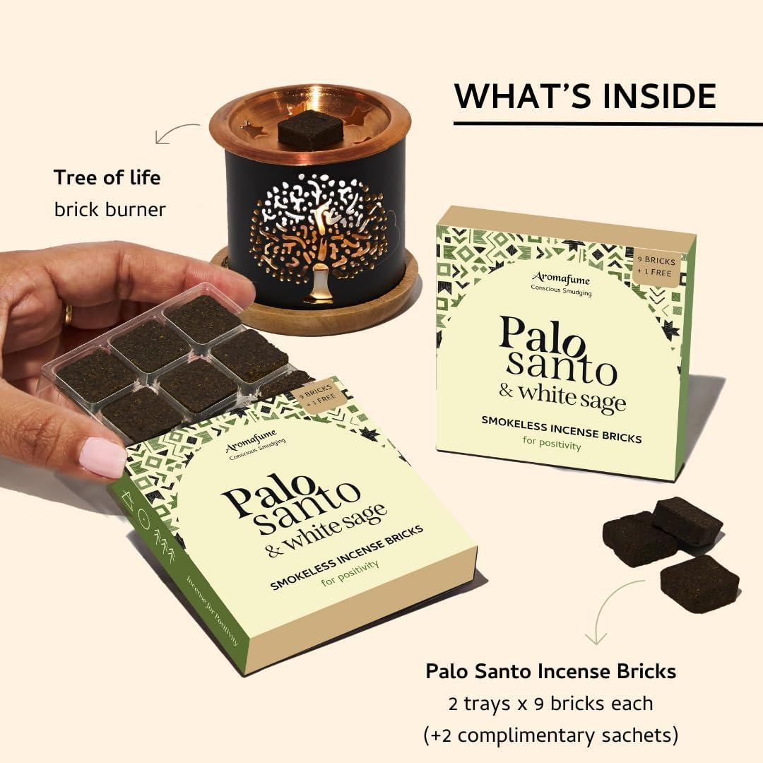 Ladrillos de Incienso Palo Santo Aromafume 18 Piezas con Quemador