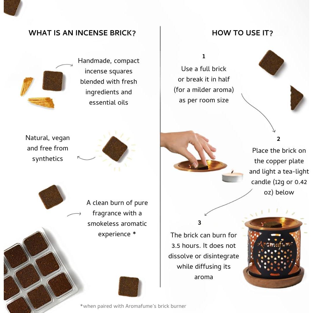 Ladrillos de Incienso Palo Santo Aromafume 18 Piezas con Quemador