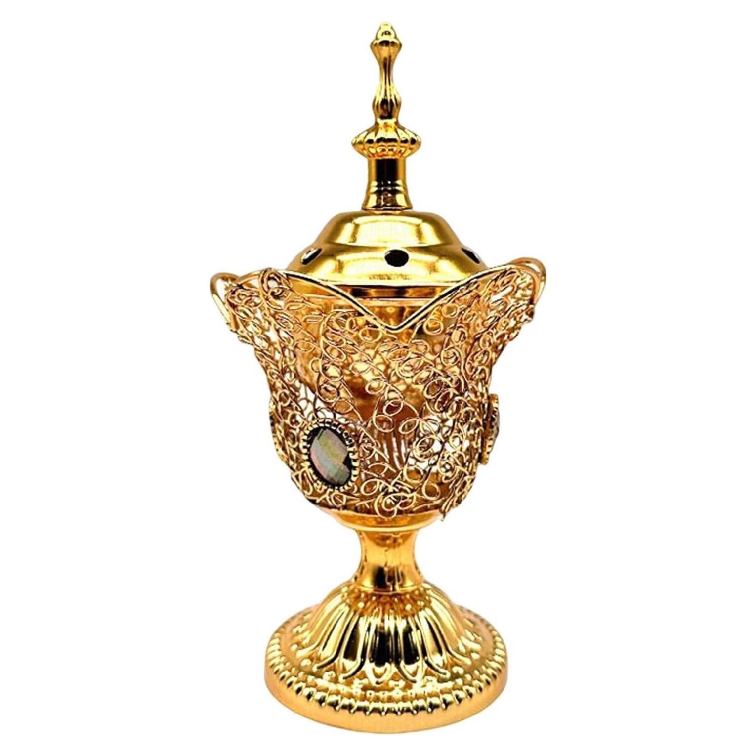 Quemador de Incienso Eléctrico RCFINE de Hierro Oro 19cm