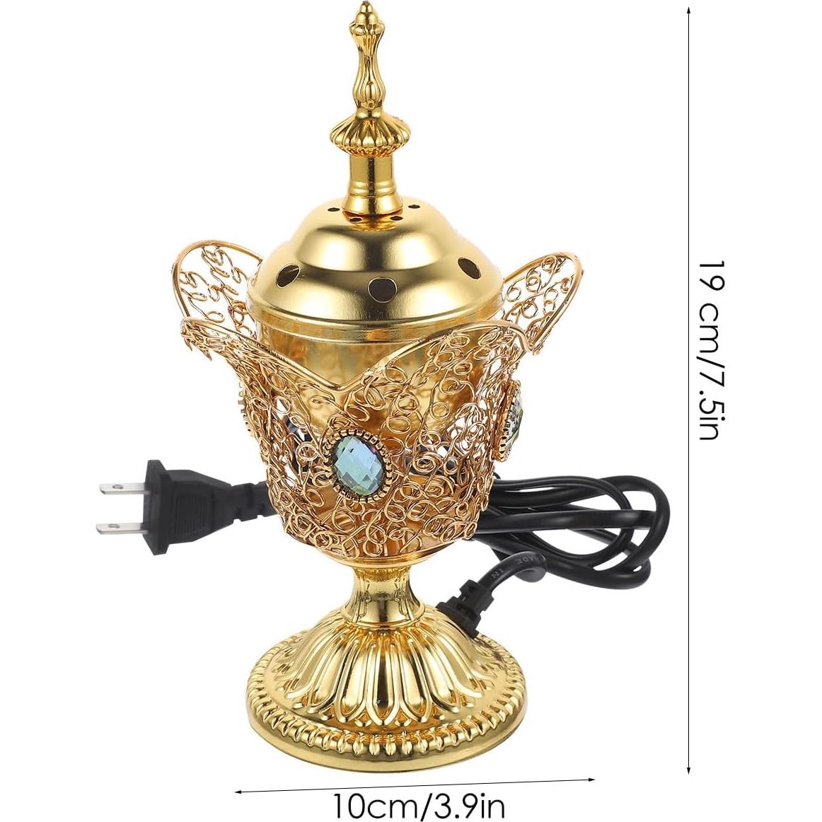 Quemador de Incienso Eléctrico RCFINE de Hierro Oro 19cm