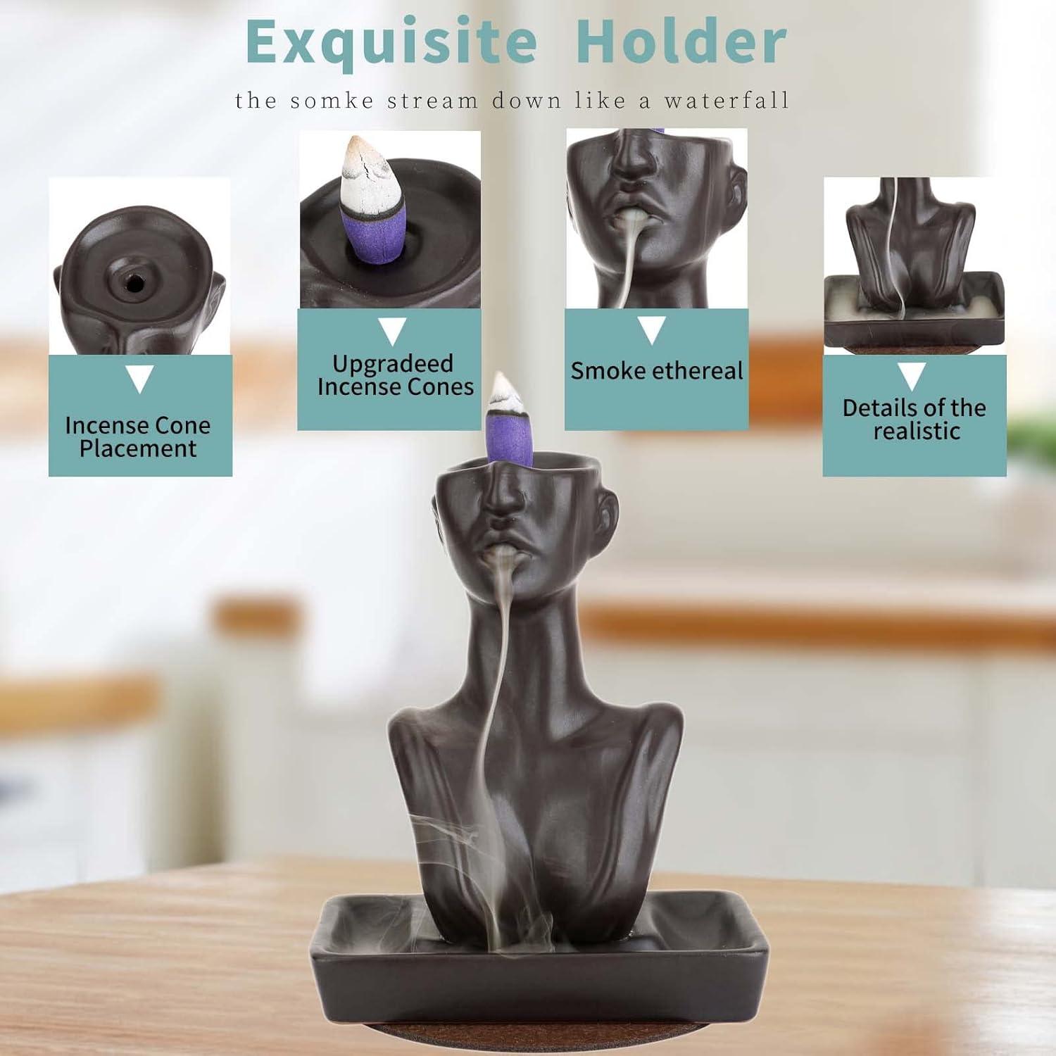 Quemador de Incienso de Retroceso YYW Cerámica Negro 15.8cm