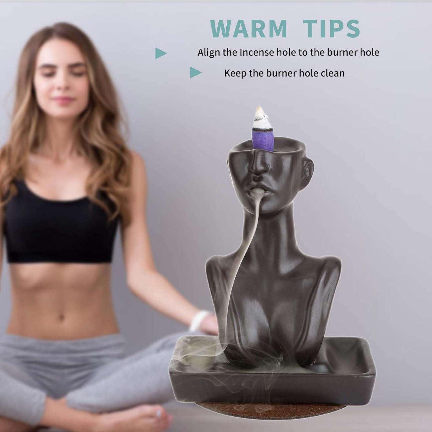 Quemador de Incienso de Retroceso YYW Cerámica Negro 15.8cm