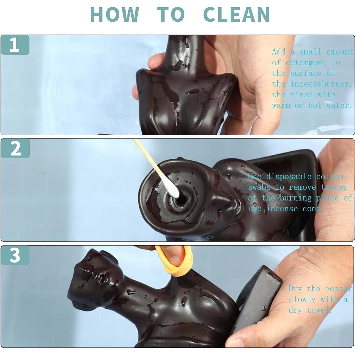 Quemador de Incienso de Retroceso YYW Cerámica Negro 15.8cm