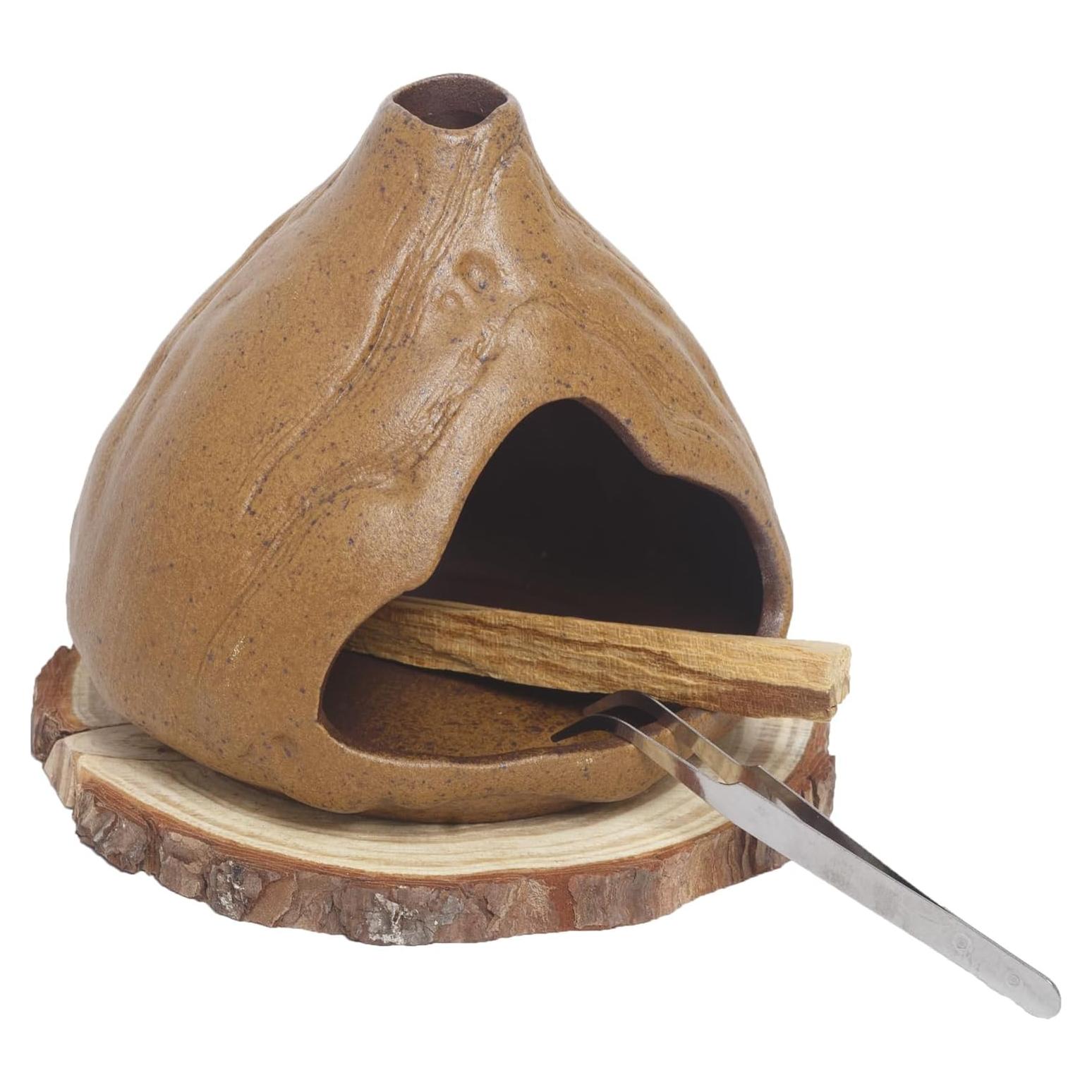 Soporte de Incienso Woenika Chiminea Cerámica Natural