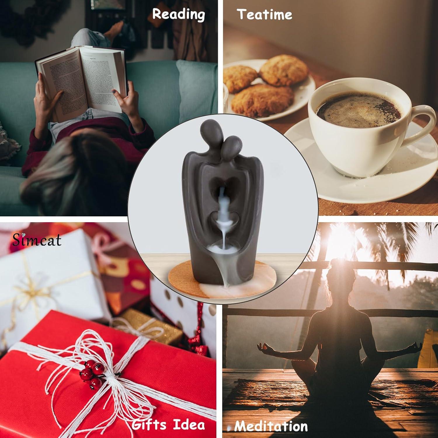 Quemador de Incienso de Retroceso Simcat Cerámico Marrón con 20 Conos