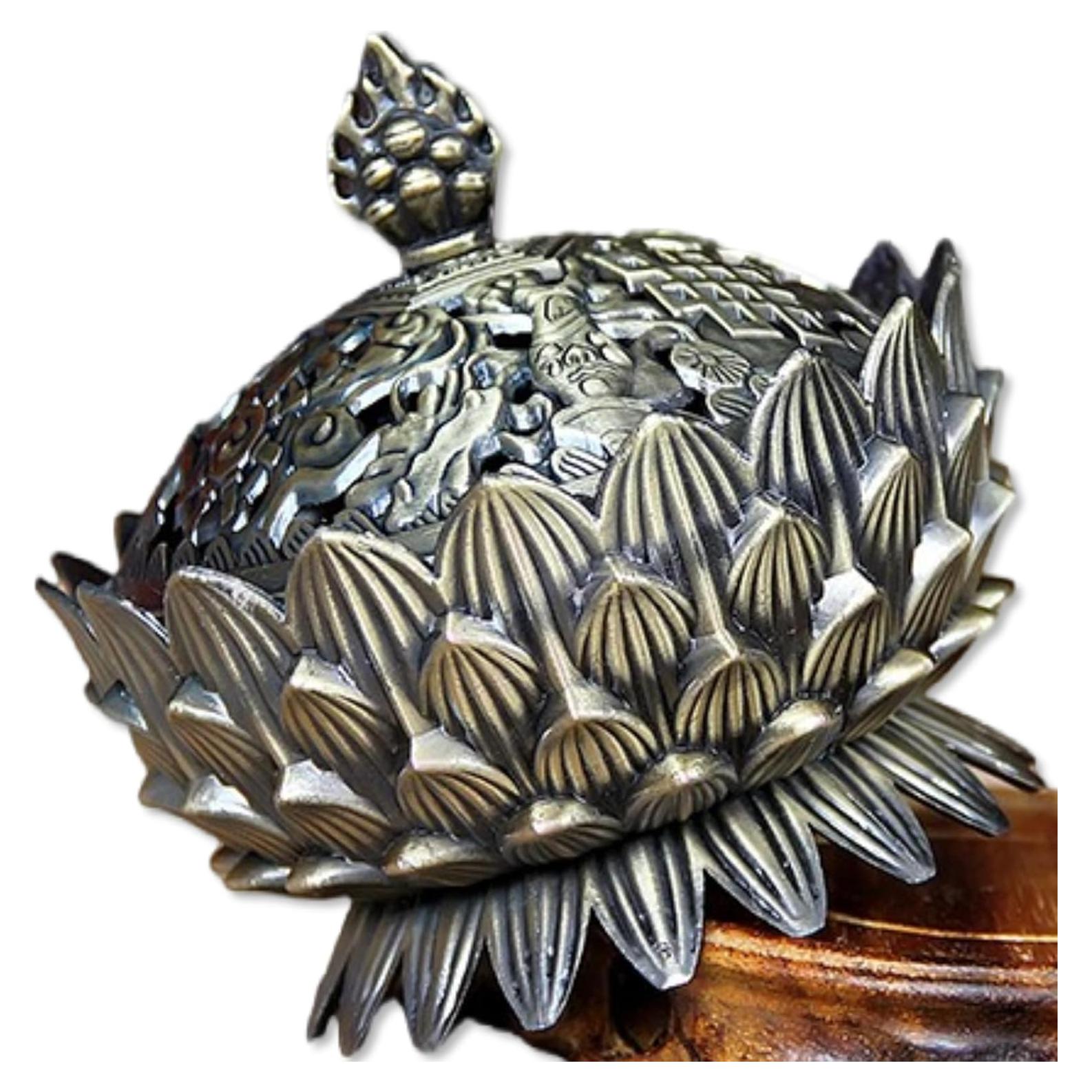 Quemador de Incienso Lotus HuGuWdy 9.7cm Zinc Plata