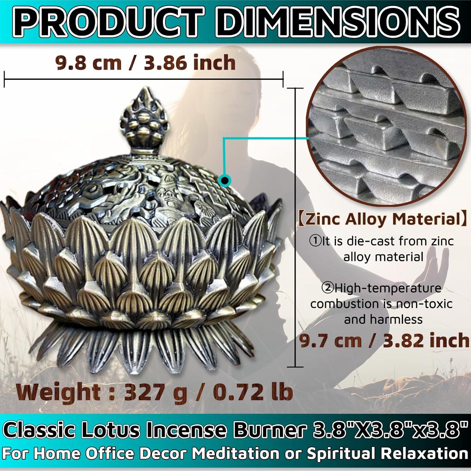 Quemador de Incienso Lotus HuGuWdy 9.7cm Zinc Plata