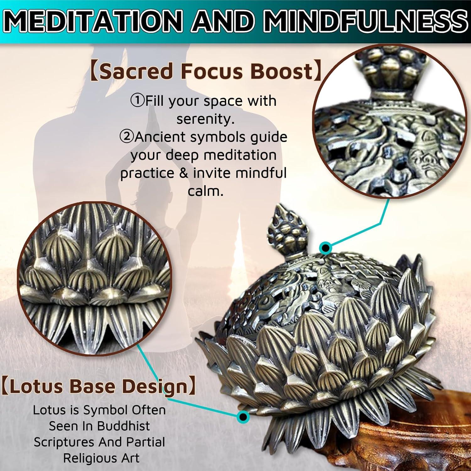 Quemador de Incienso Lotus HuGuWdy 9.7cm Zinc Plata