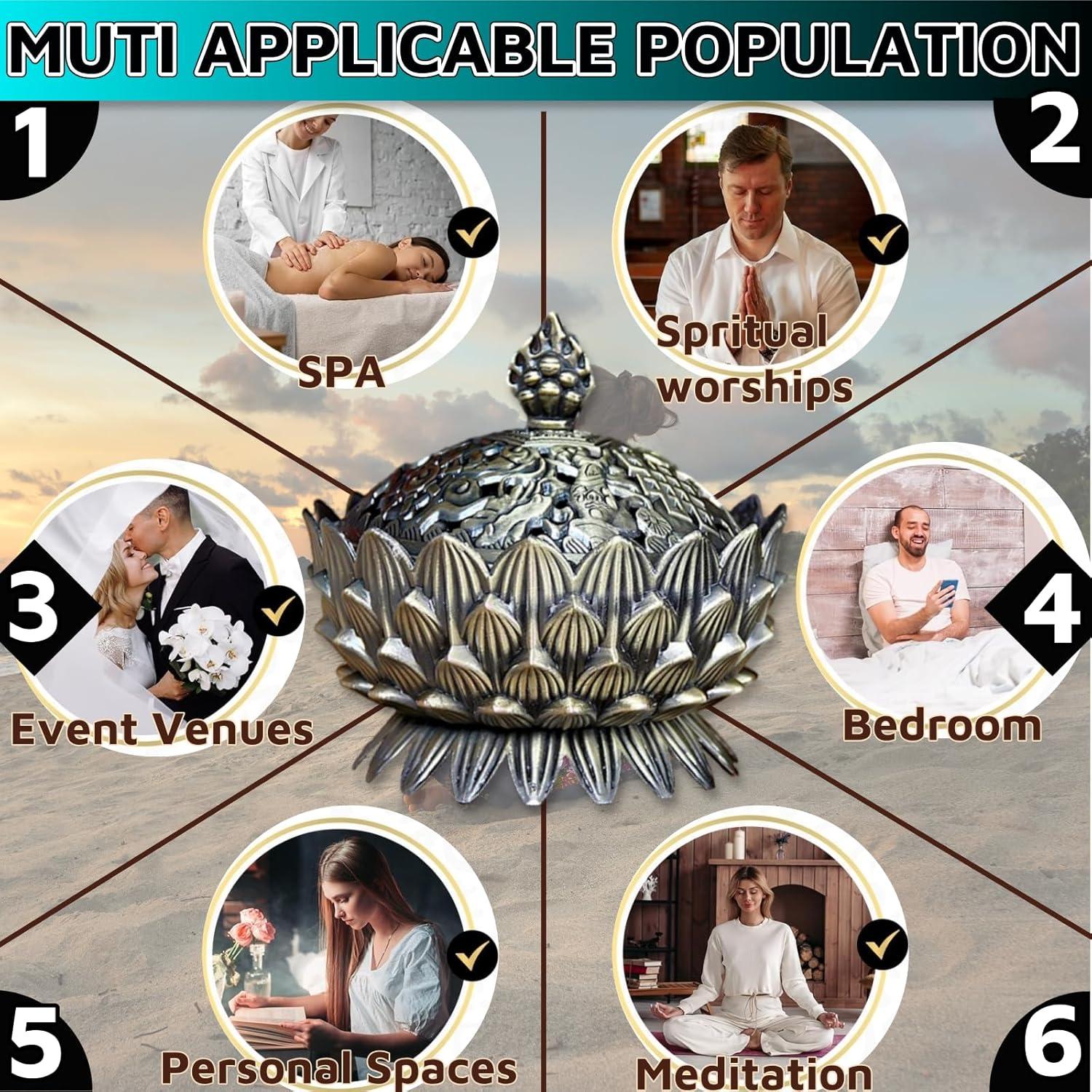 Quemador de Incienso Lotus HuGuWdy 9.7cm Zinc Plata