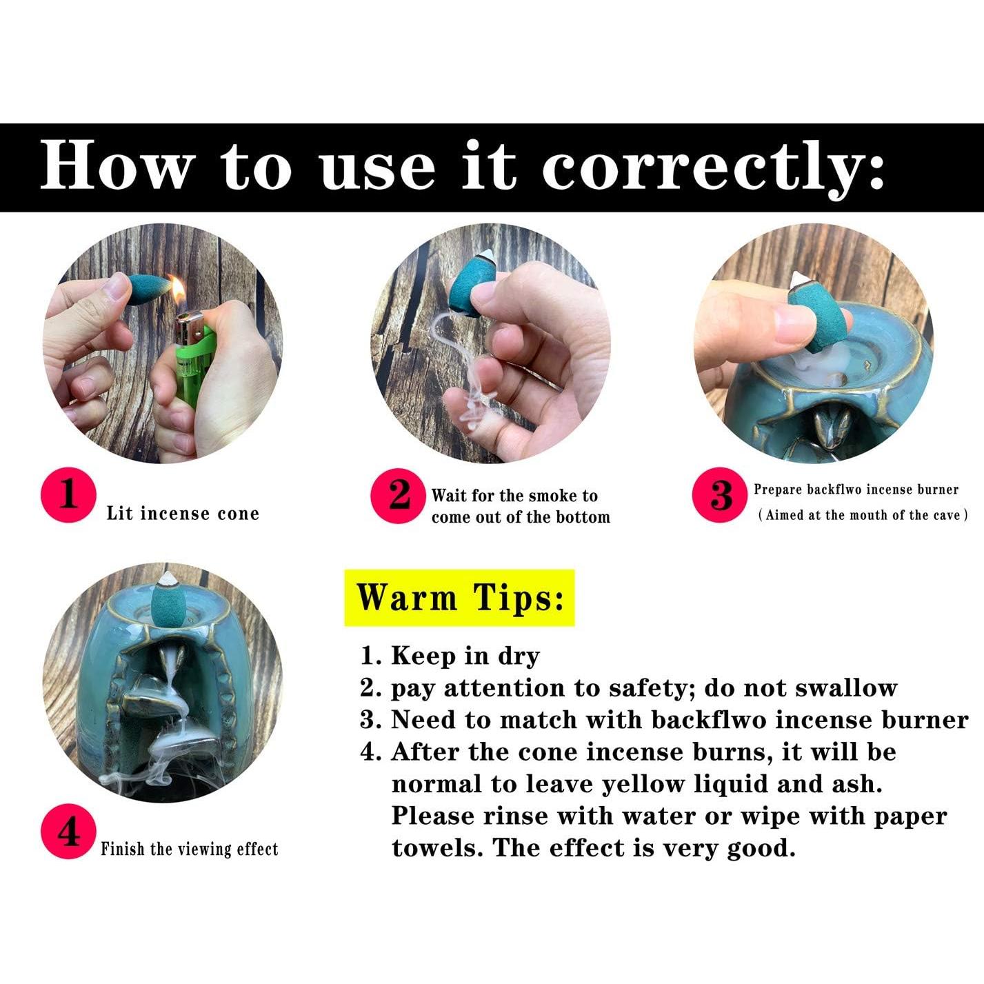 170 Conos de Incienso Retroceso OWMMIZ 7 Aromas Naturales