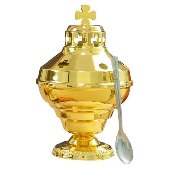 Incensario y Cáliz Ortodoxo RZRHMUHN Dorado 15.5 cm