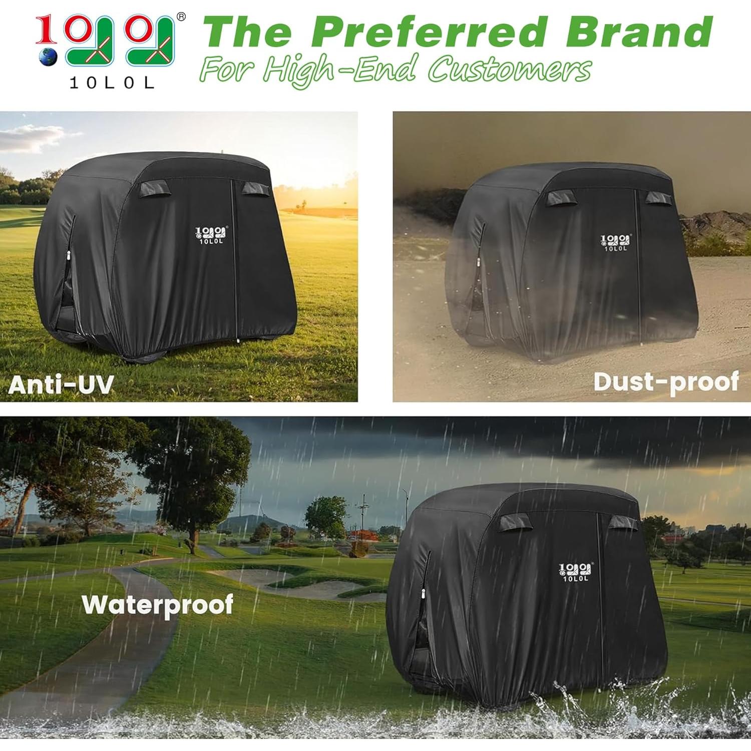 Cubierta Universal para Carros de Golf 10L0L Negra 2-4 Pasajeros