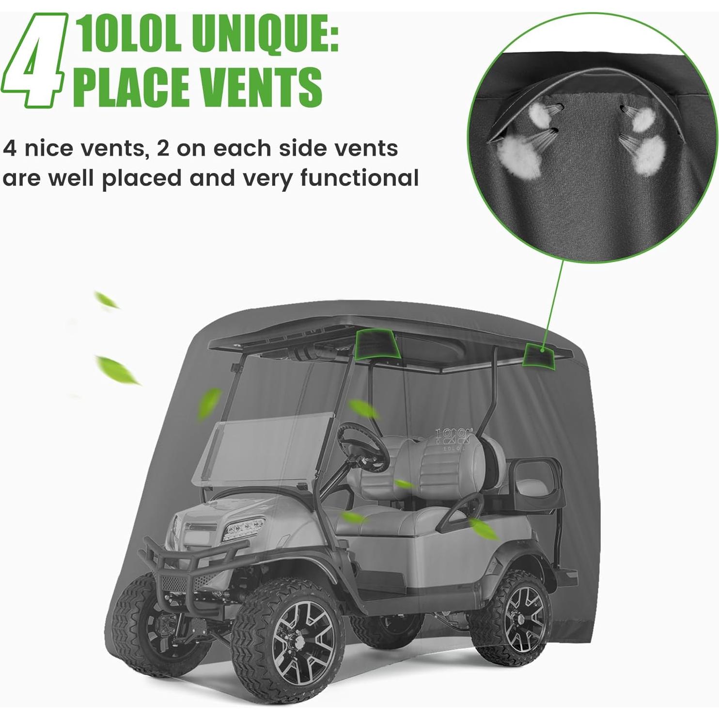 Cubierta Universal para Carros de Golf 10L0L Negra 2-4 Pasajeros