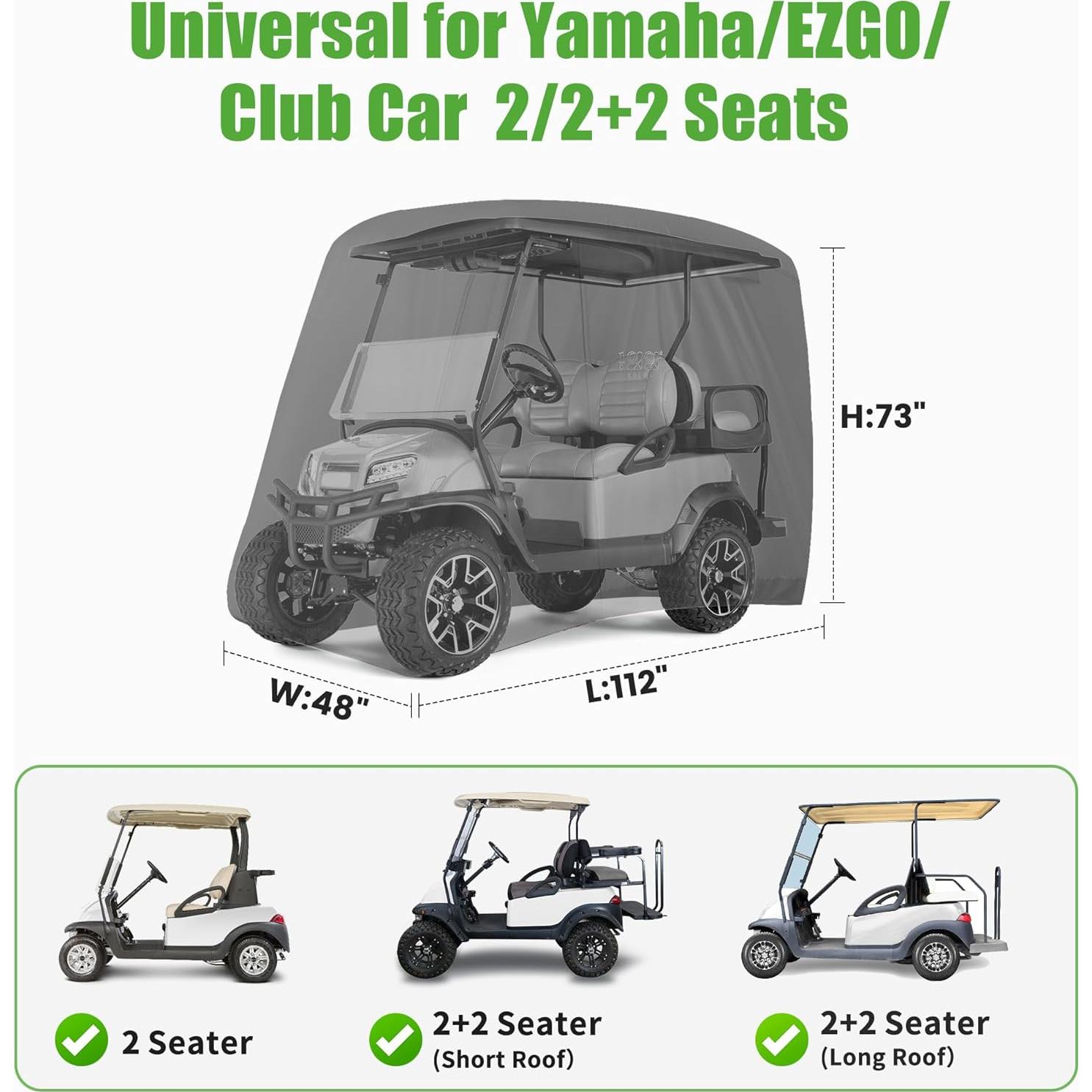 Cubierta Universal para Carros de Golf 10L0L Negra 2-4 Pasajeros