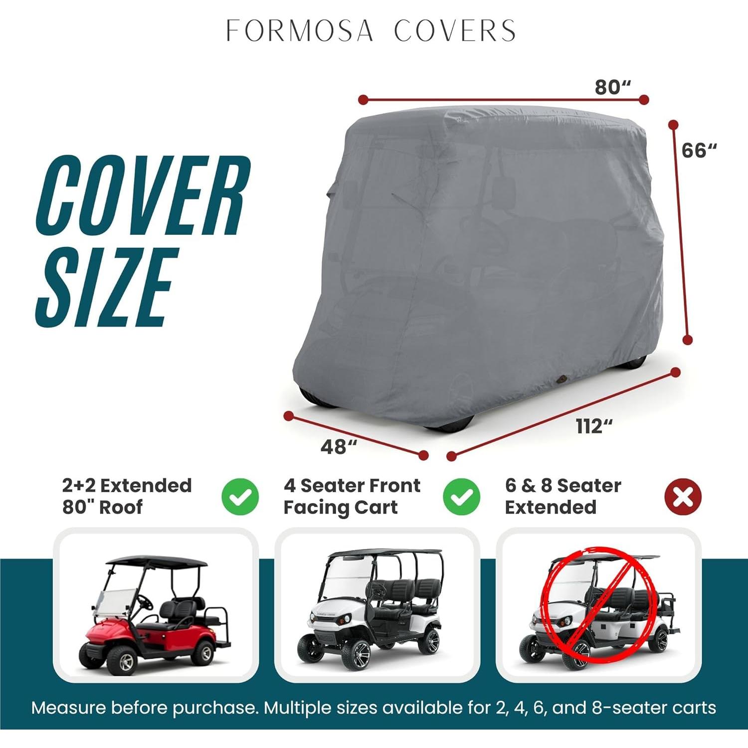 Cubierta de Carro de Golf Formosa 4 Pasajeros Gris 203 cm