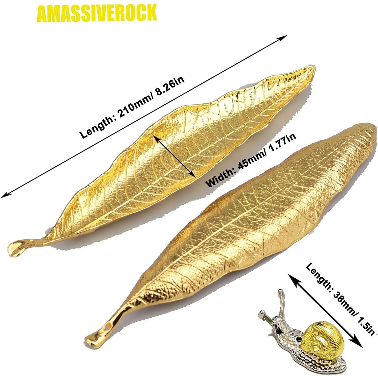 Soporte de Incienso AMASSIVEROCK Dorado Ovalado con Recogedor