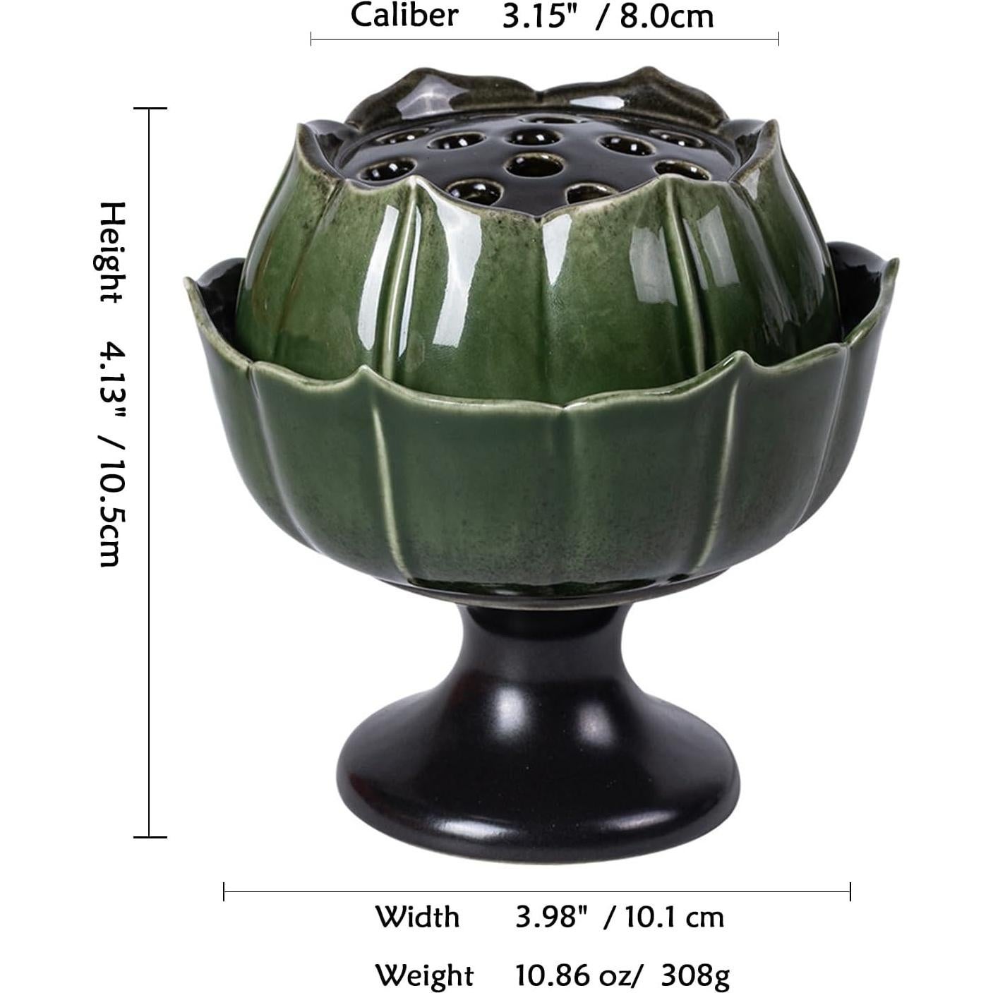 Soporte de Incienso de Cerámica Nivanazen Loto Verde 10x8cm