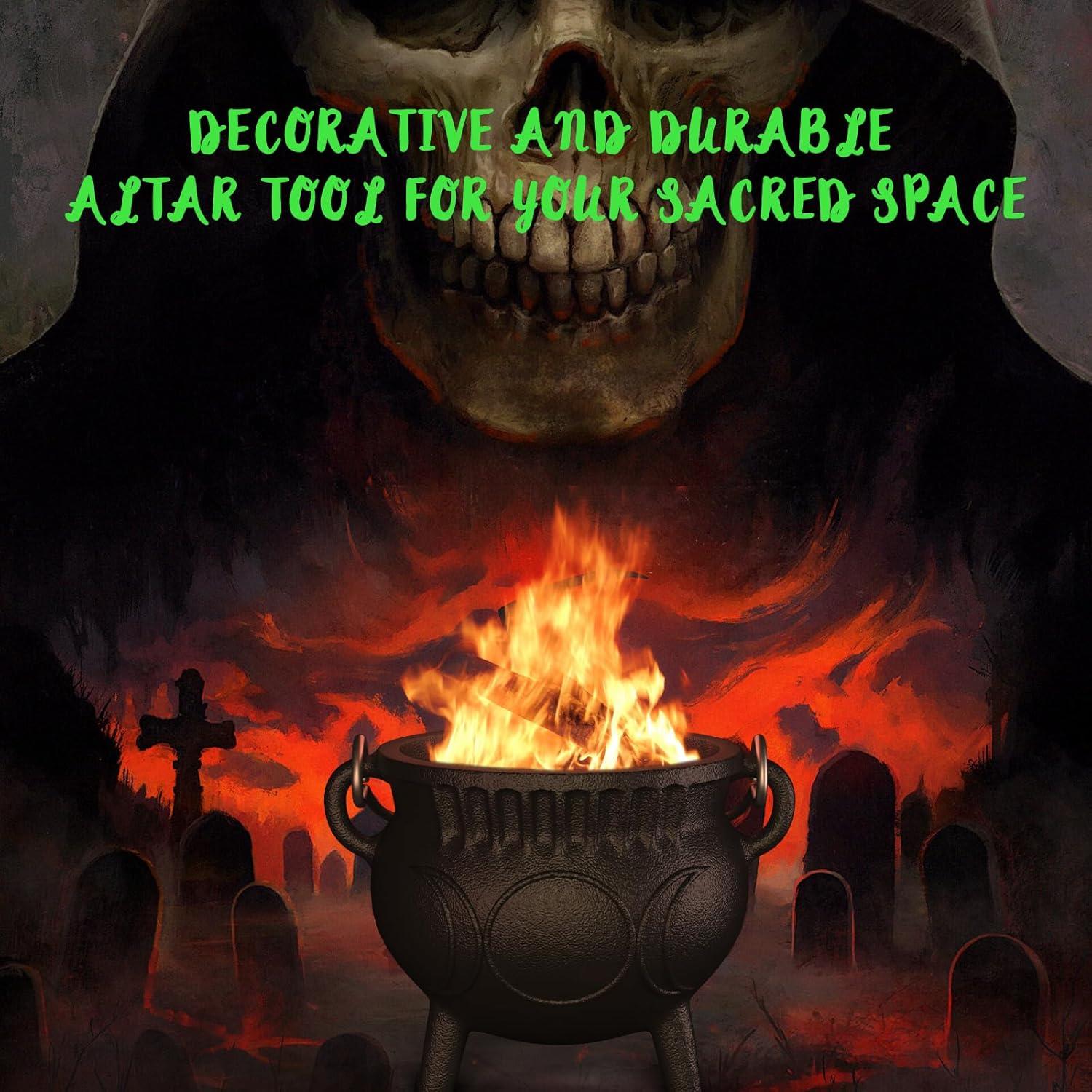 Caldero de Hierro Fundido Aurionix 1 kg con Tapa - Mini Caldero para Cocinar y Rituales