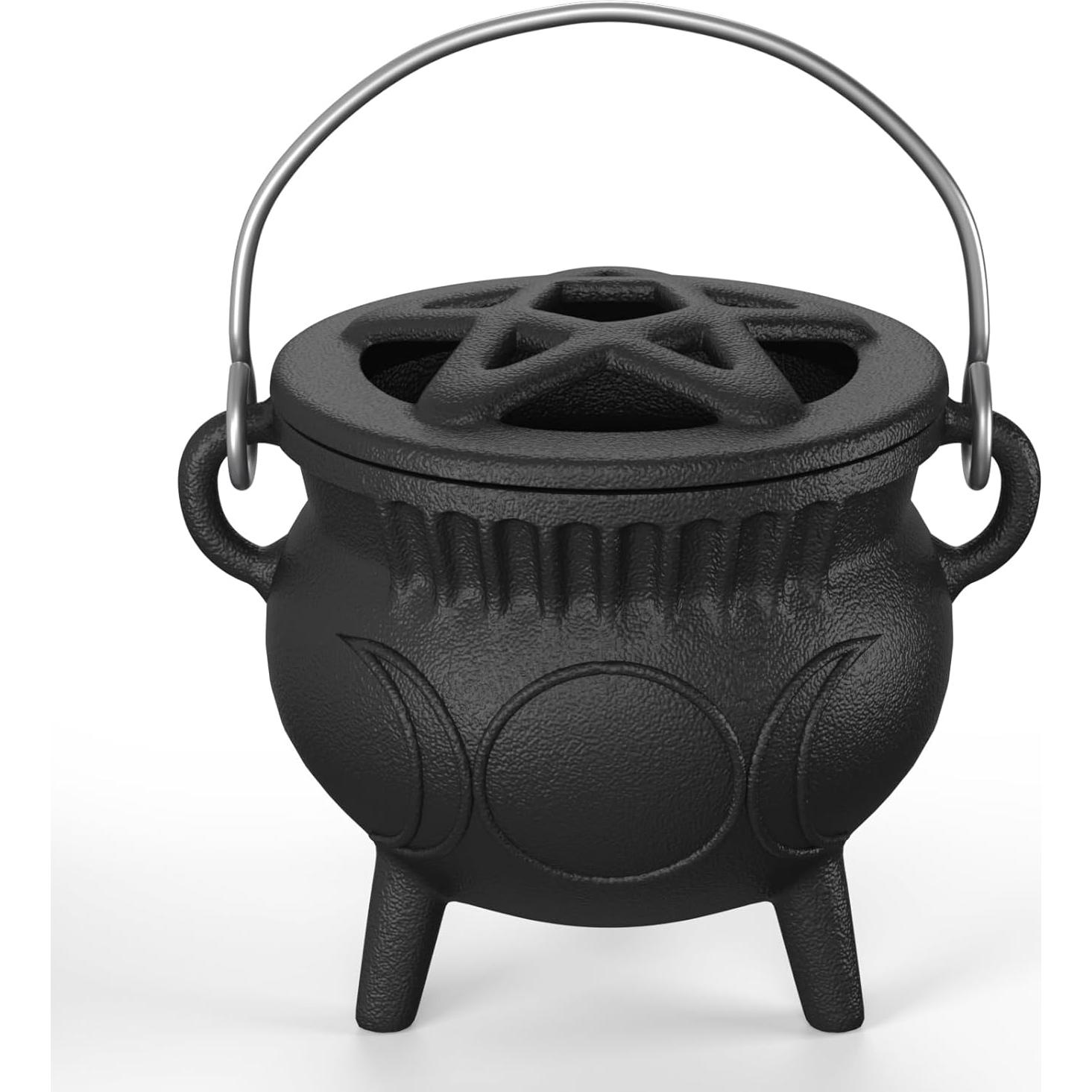 Caldero de Hierro Fundido Aurionix 1 kg con Tapa - Mini Caldero para Cocinar y Rituales