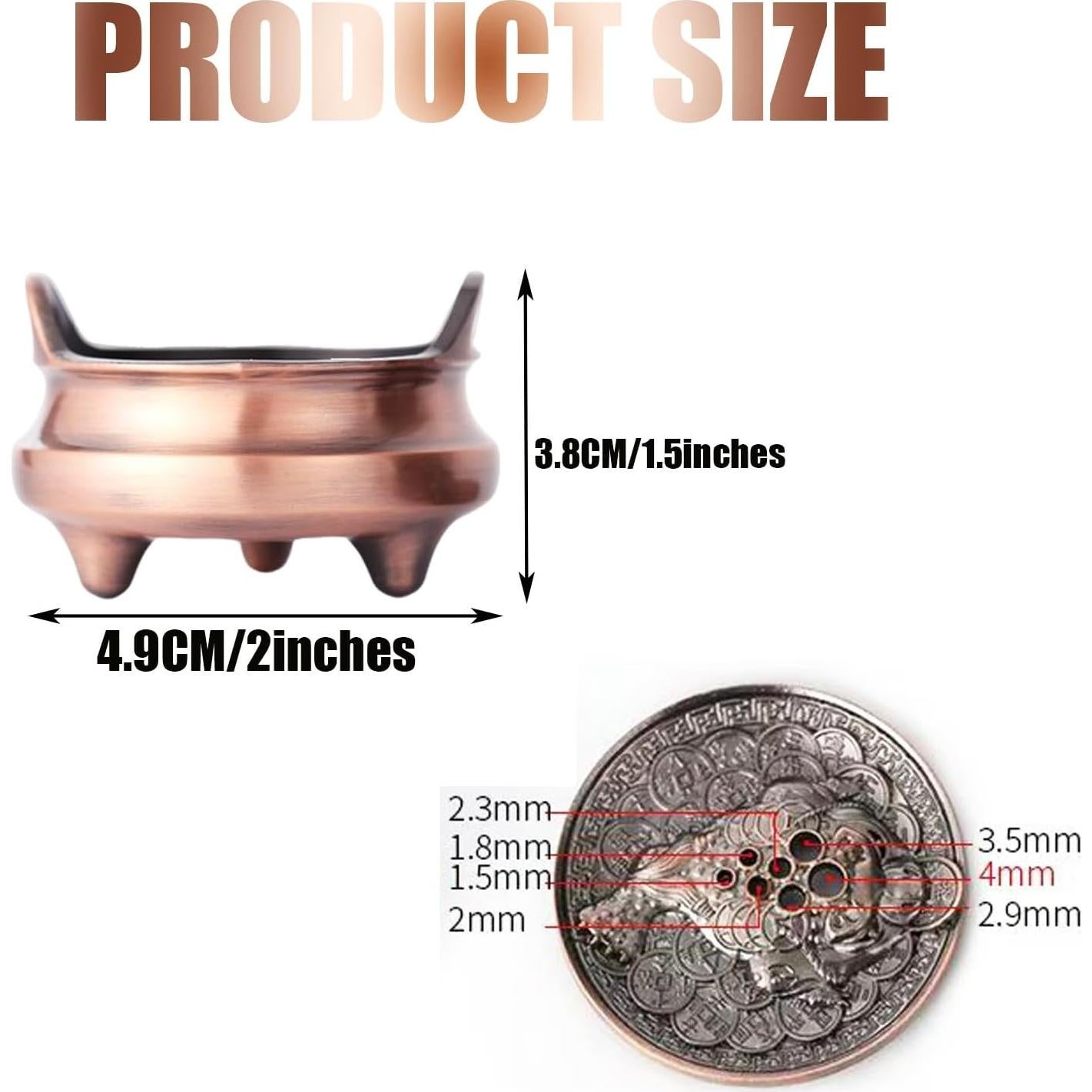 Quemador de Incienso Circular CHENSHUO Bronce Mini 3.8cm