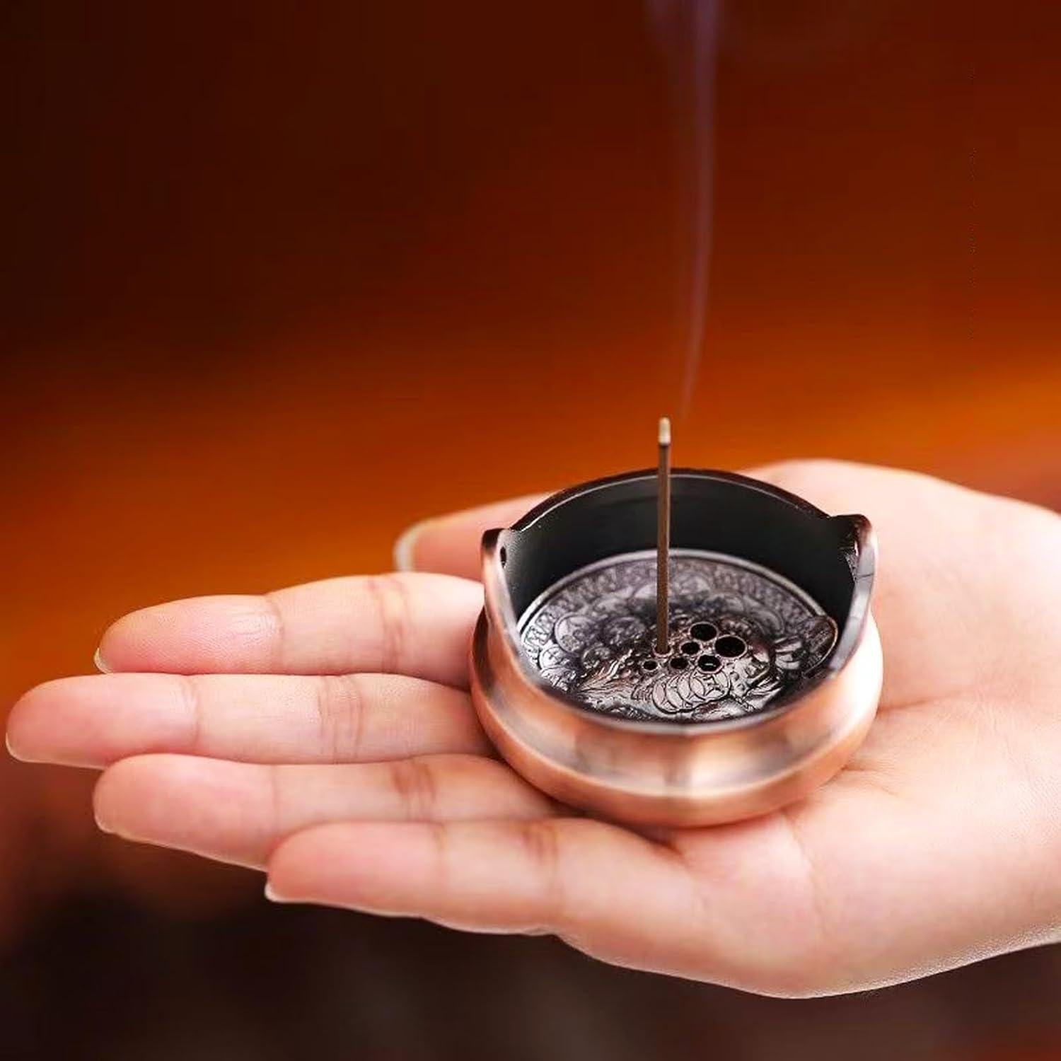 Quemador de Incienso Circular CHENSHUO Bronce Mini 3.8cm