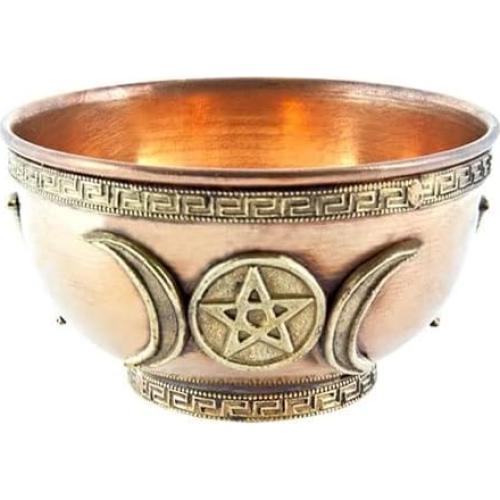 Tazón de Ofrecimiento de Cobre Pachamama 7.62 cm Triple Luna