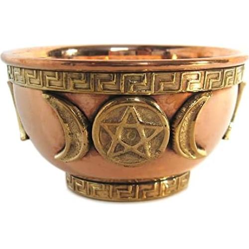 Tazón de Ofrecimiento de Cobre Pachamama 7.62 cm Triple Luna