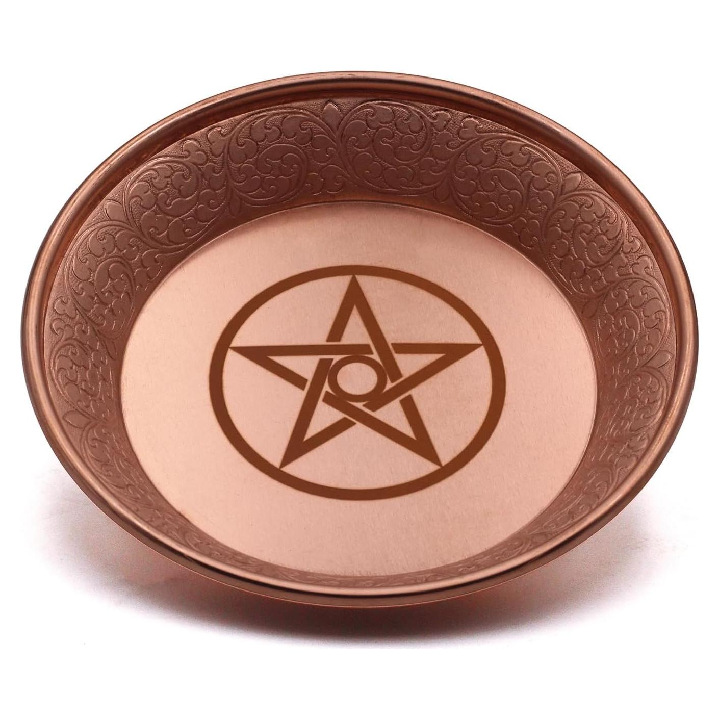 Cuenco Ritual de Cobre Amitofo 13.5cm Pentagrama Decorativo