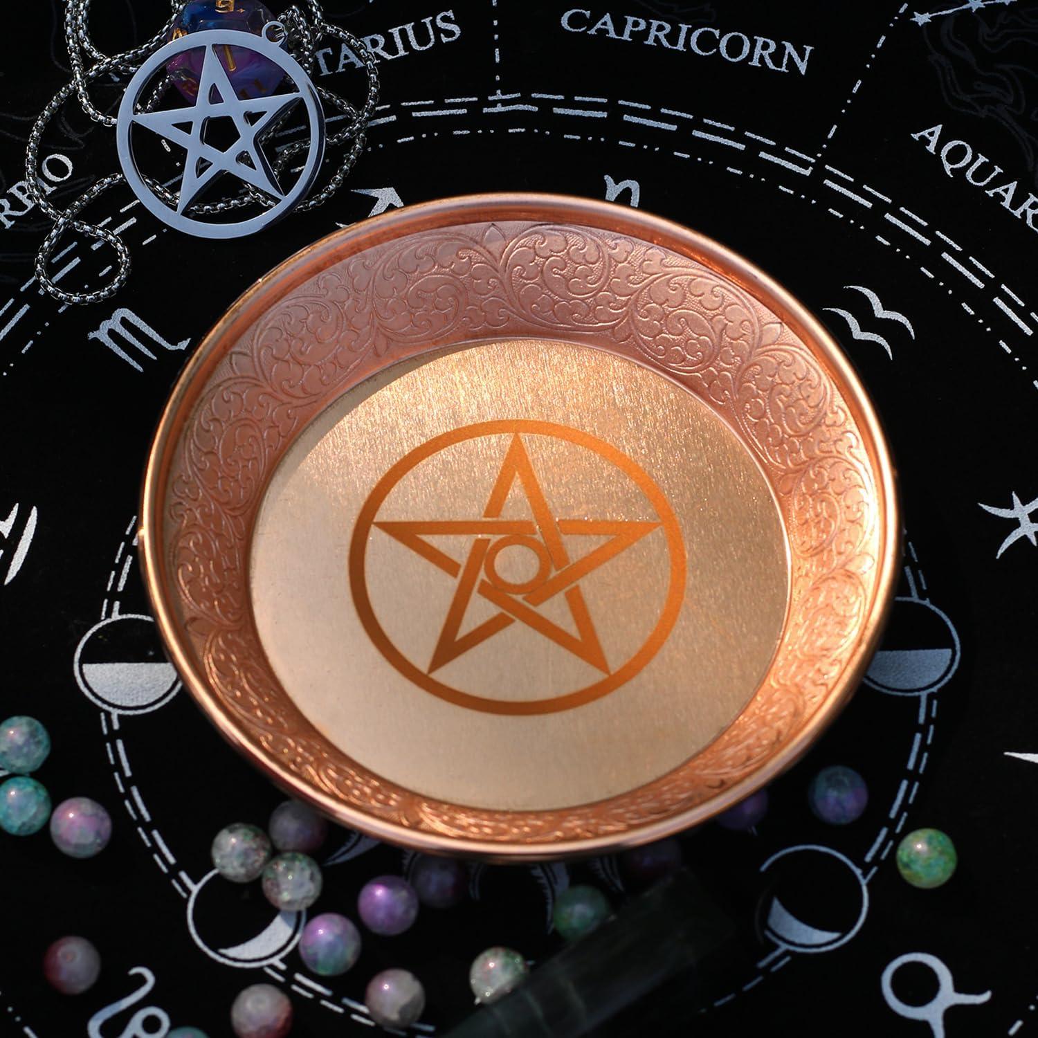 Cuenco Ritual de Cobre Amitofo 13.5cm Pentagrama Decorativo