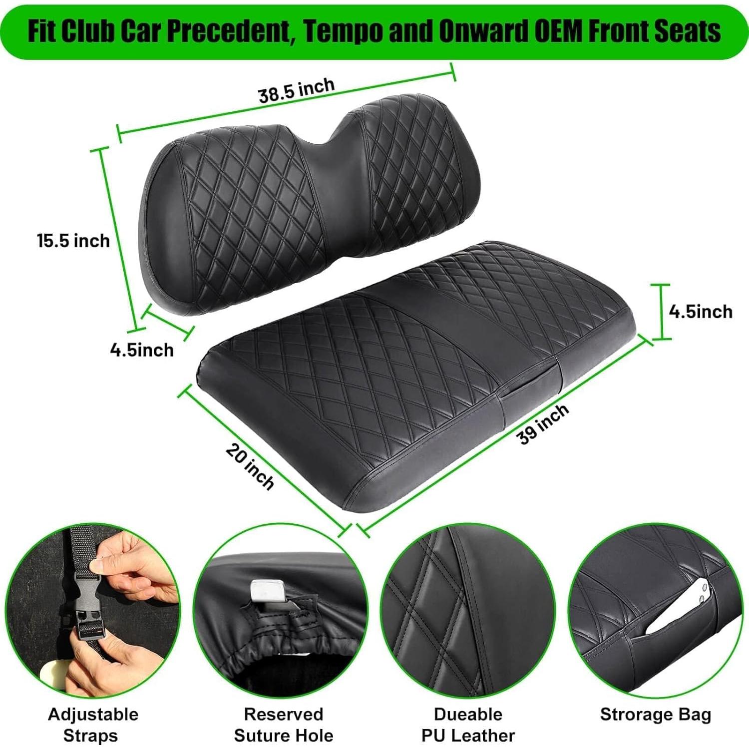 Cubiertas de Asiento LEAPGOMAX para Club Car Precedent - Cuero PVC