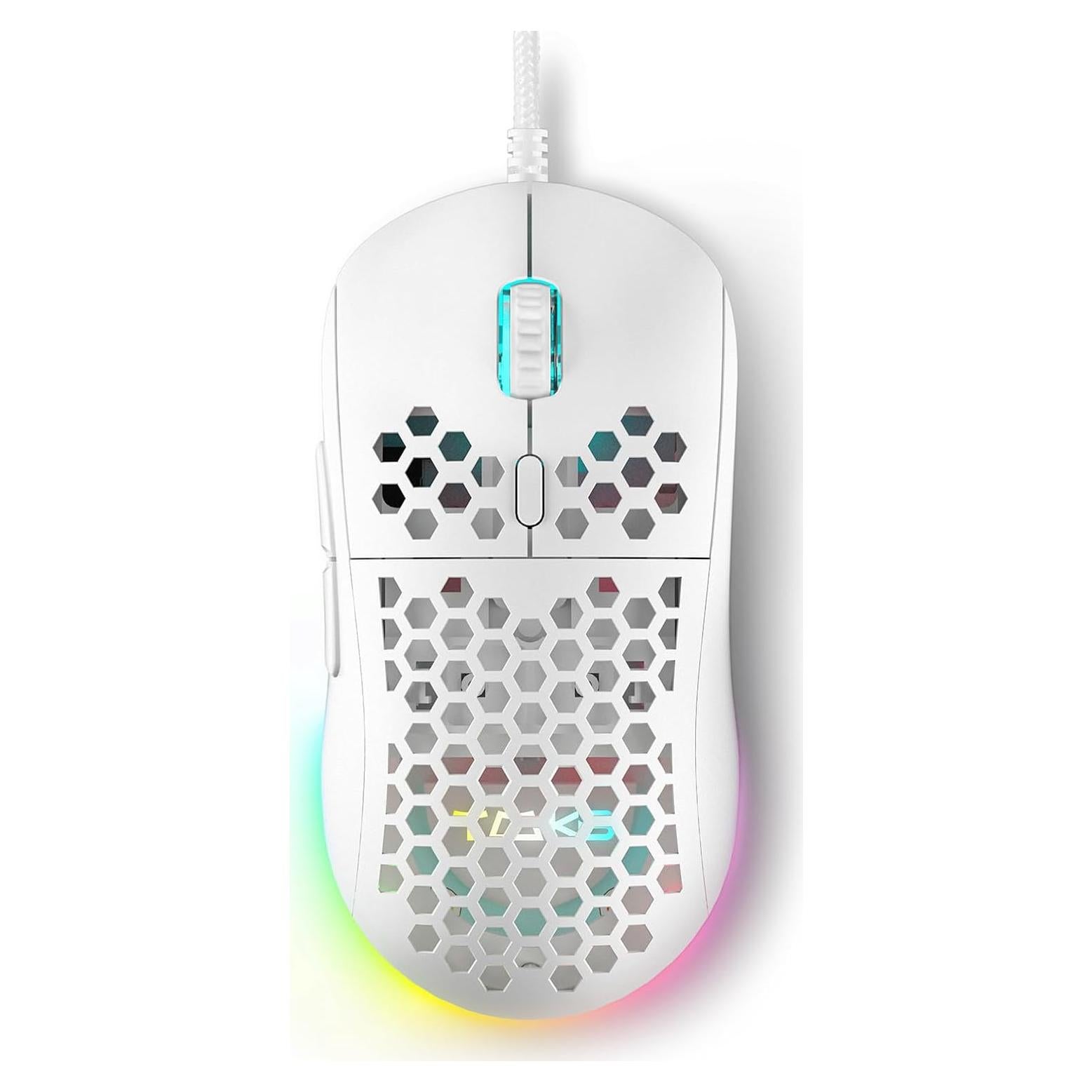 Ratón Gaming Dierya M1SE 12800DPI RGB Ligero Blanco