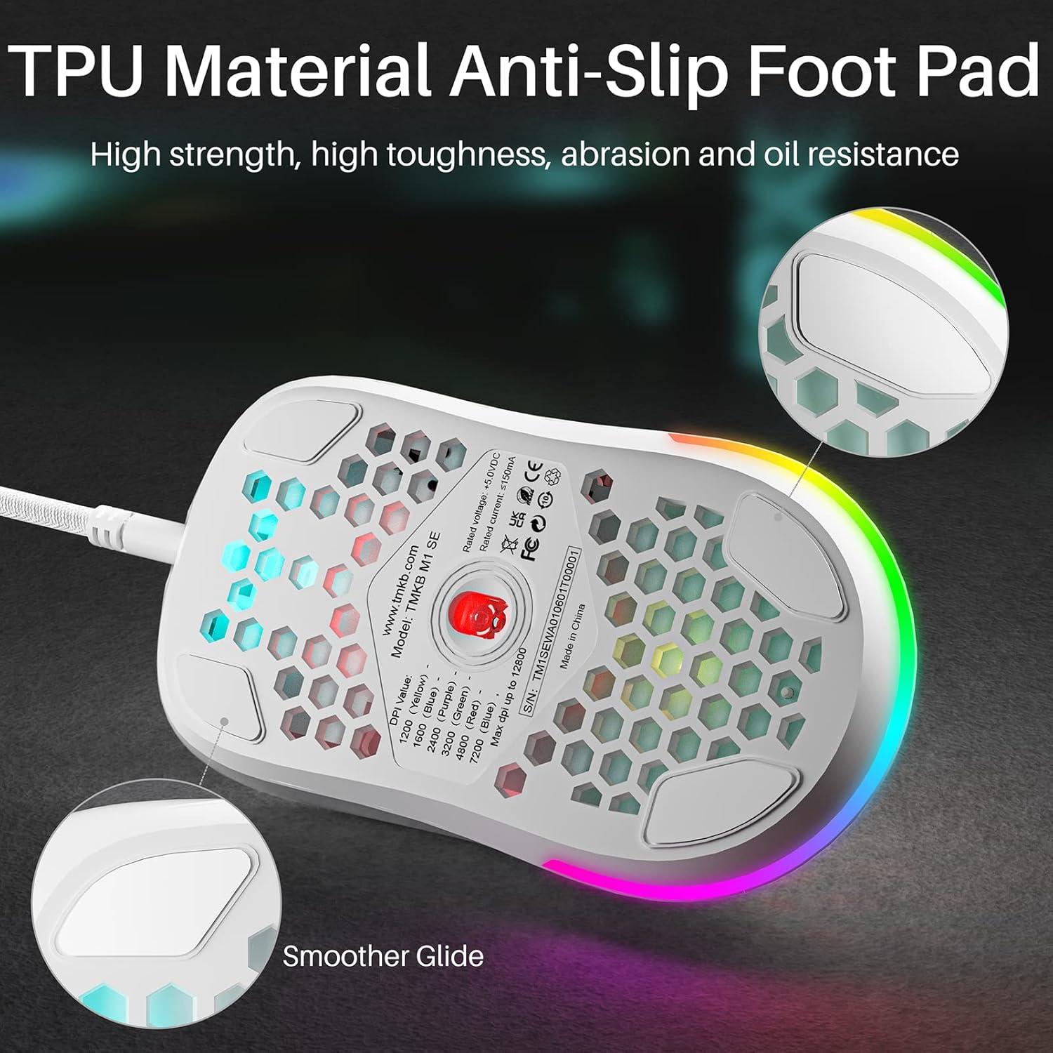 Ratón Gaming Dierya M1SE 12800DPI RGB Ligero Blanco