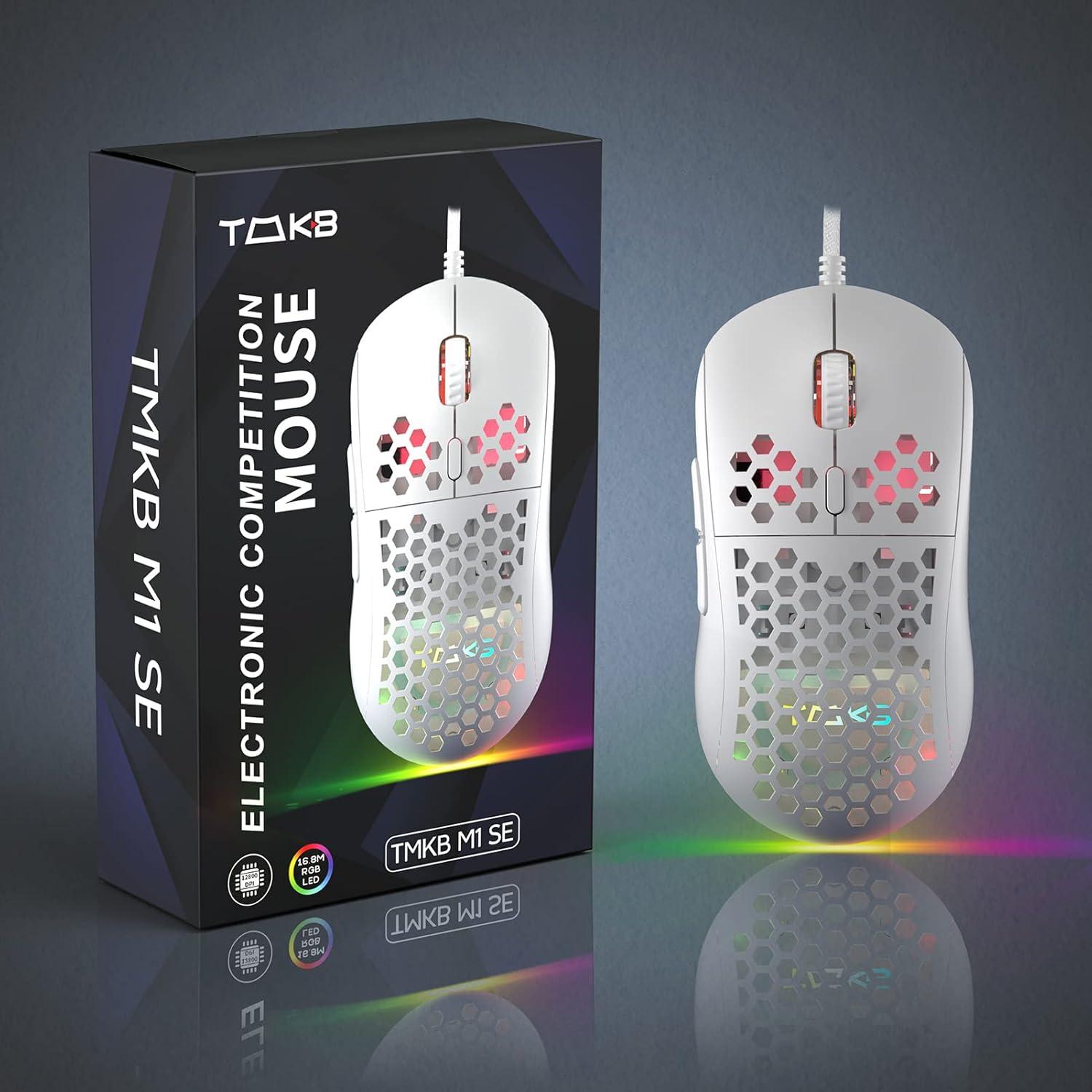 Ratón Gaming Dierya M1SE 12800DPI RGB Ligero Blanco
